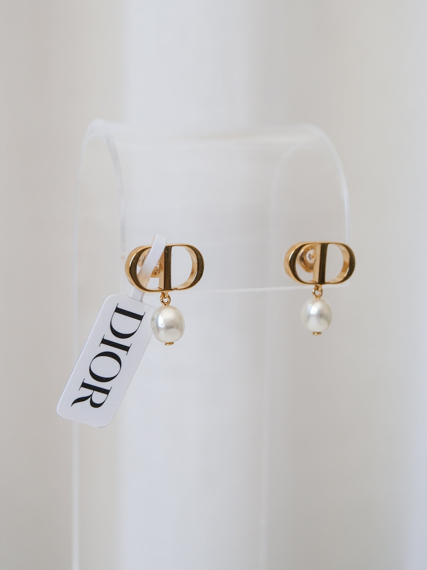 'Petit CD' Gold and Pearl Earrings