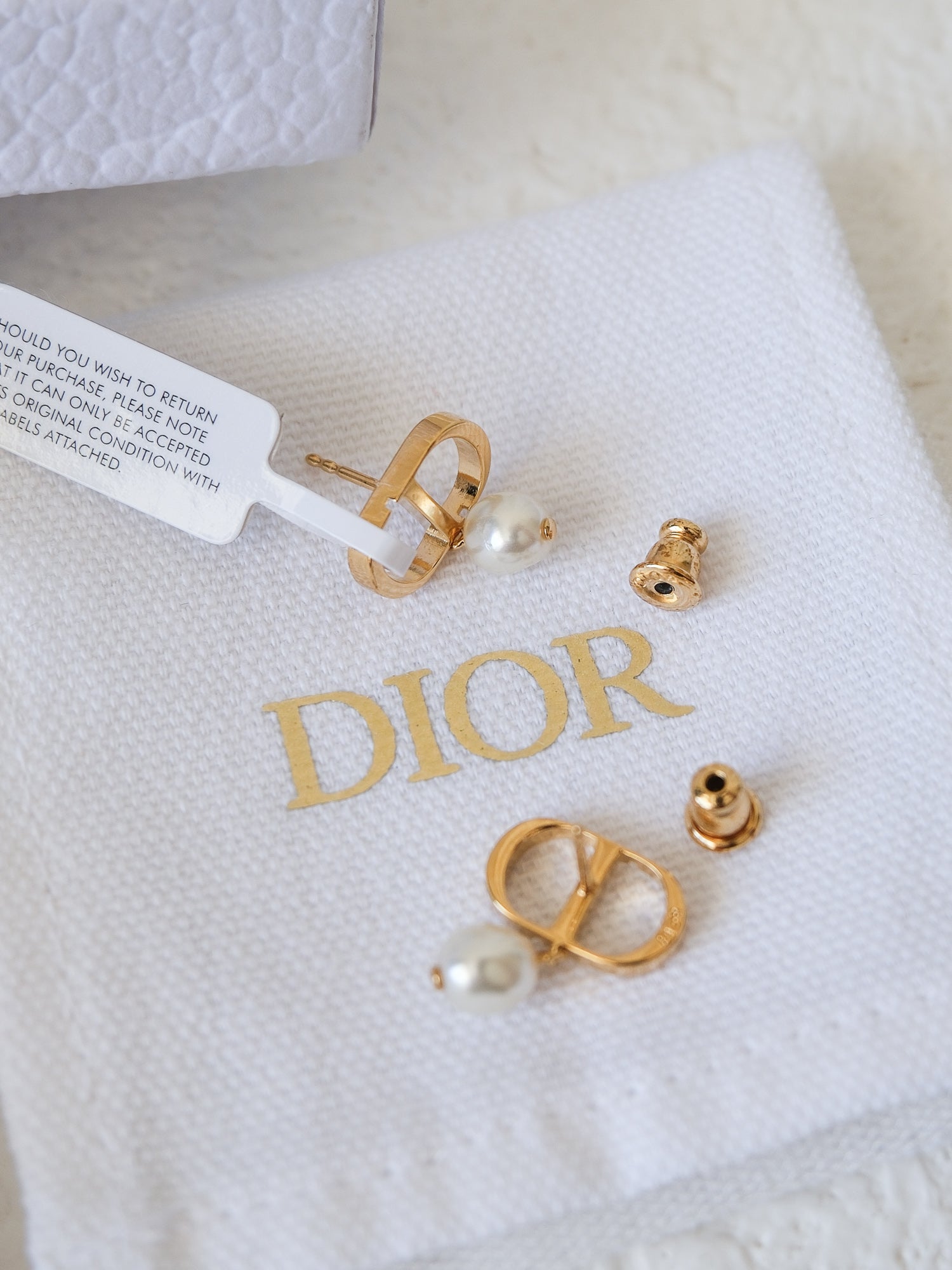 'Petit CD' Gold and Pearl Earrings