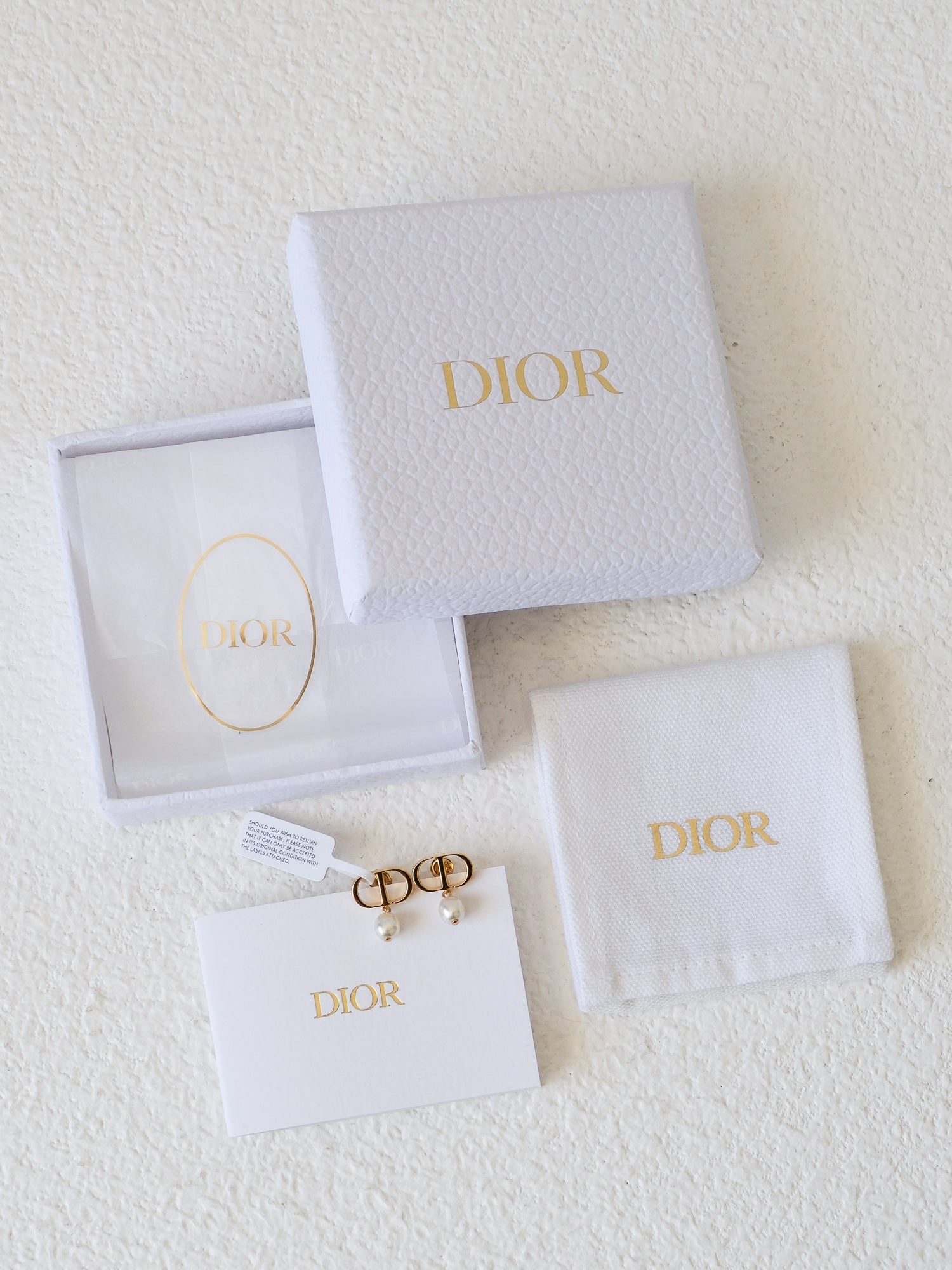 'Petit CD' Gold and Pearl Earrings