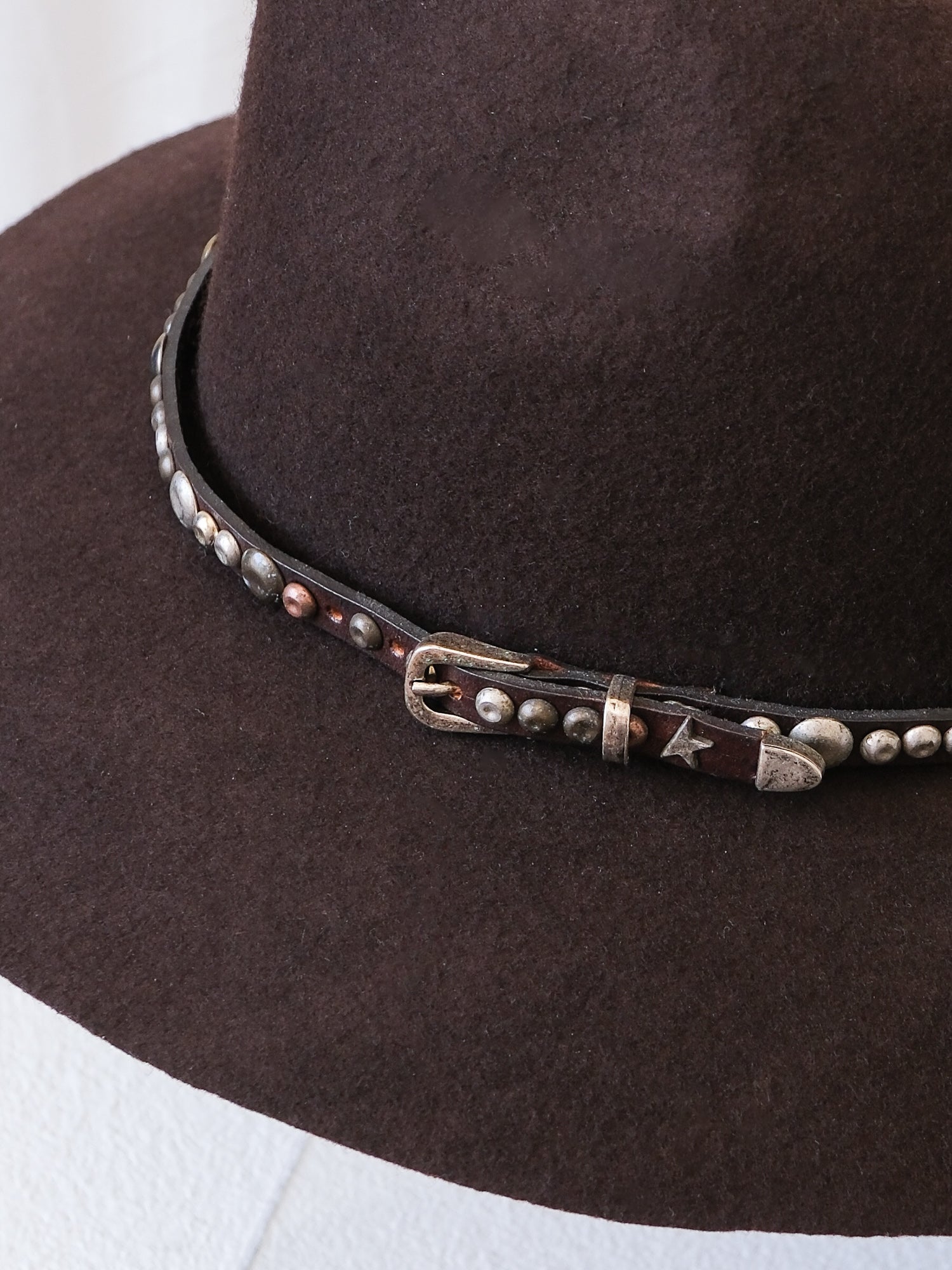 Studded Wool Fedora Hat, Size M