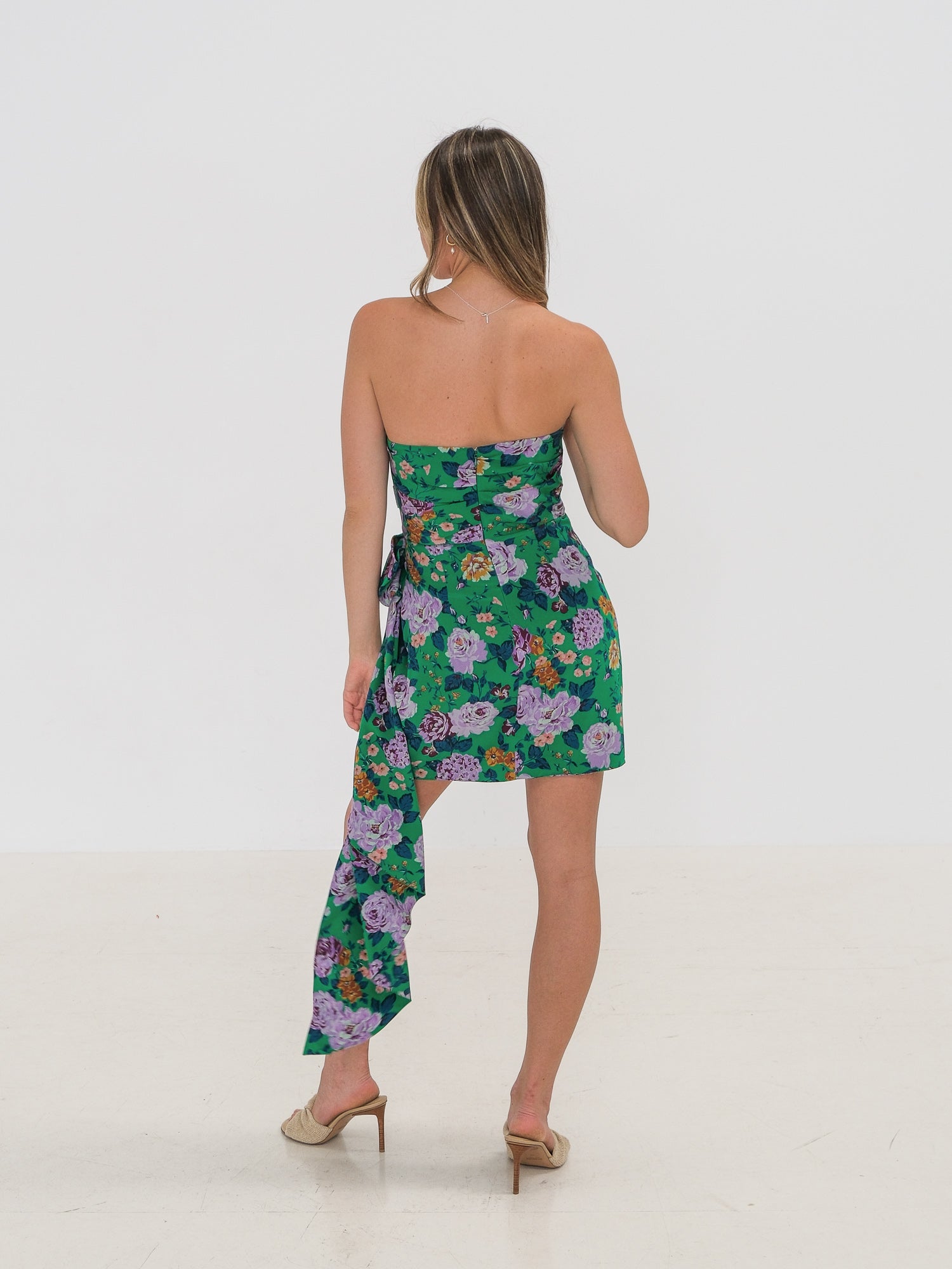 Strapless Bow-Detailed Mini Dress, Size AU 8
