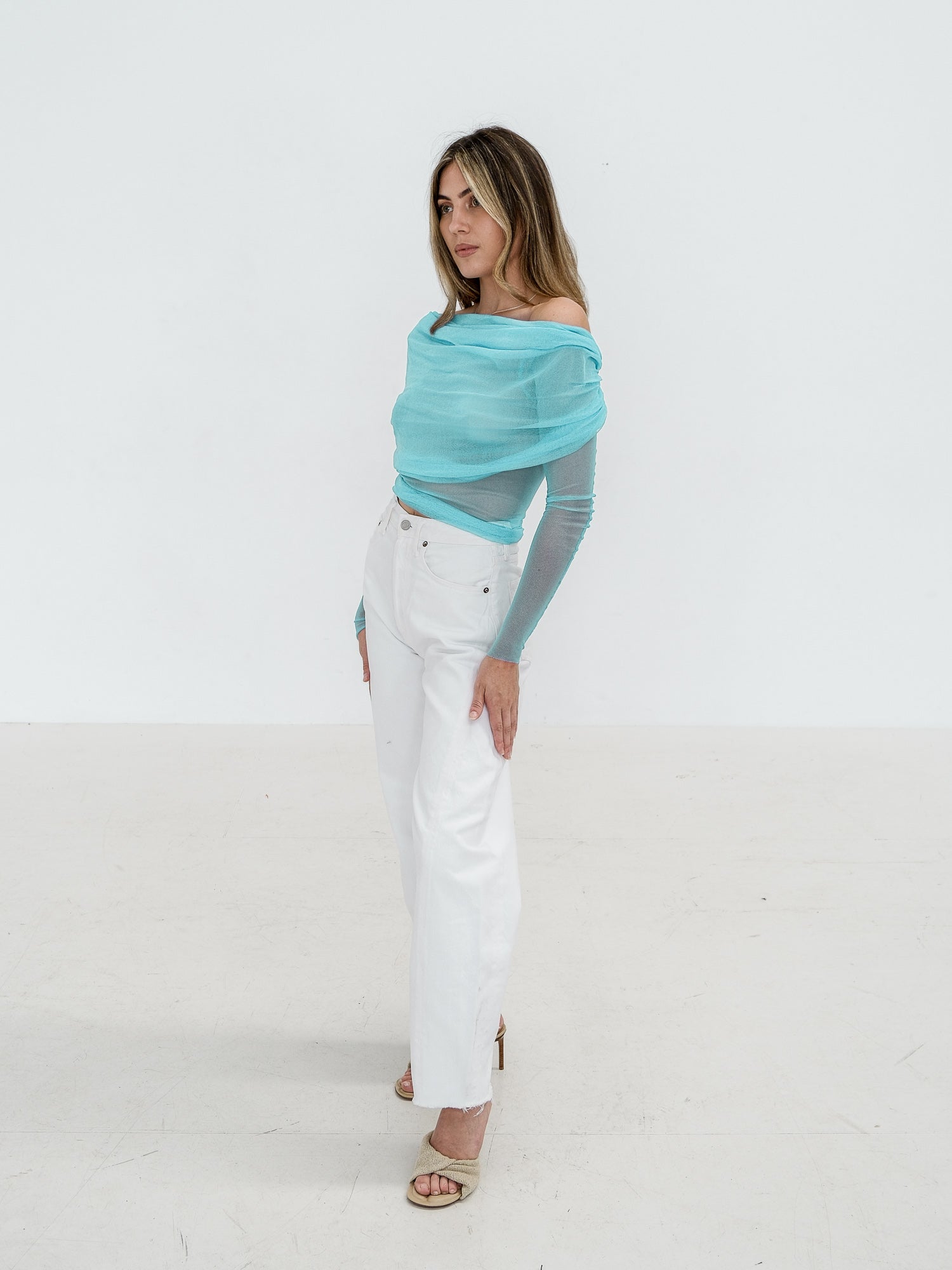 'Veiled' Long Sleeve Silk Knit Top, Size AU 8