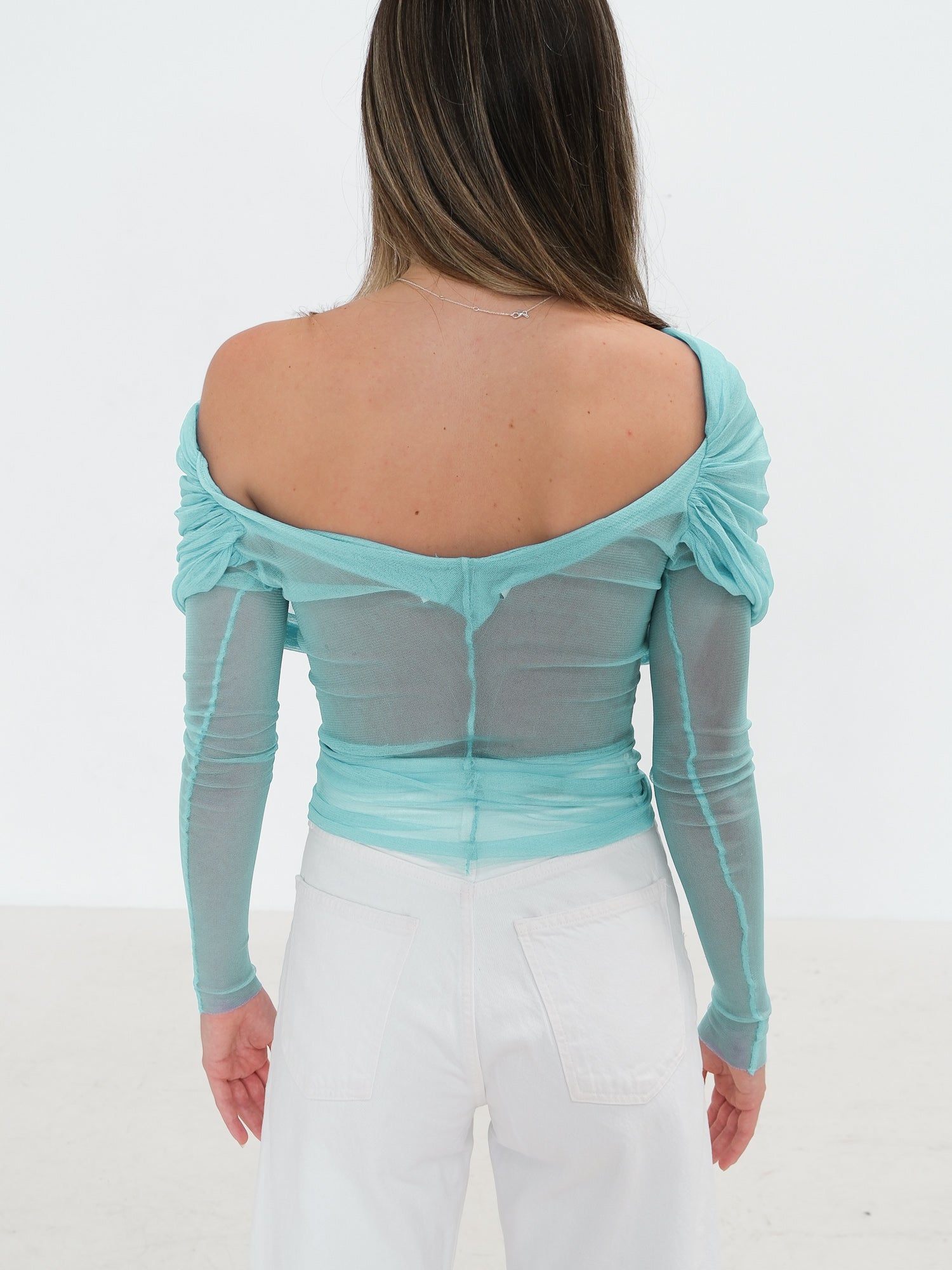 'Veiled' Long Sleeve Silk Knit Top, Size AU 8