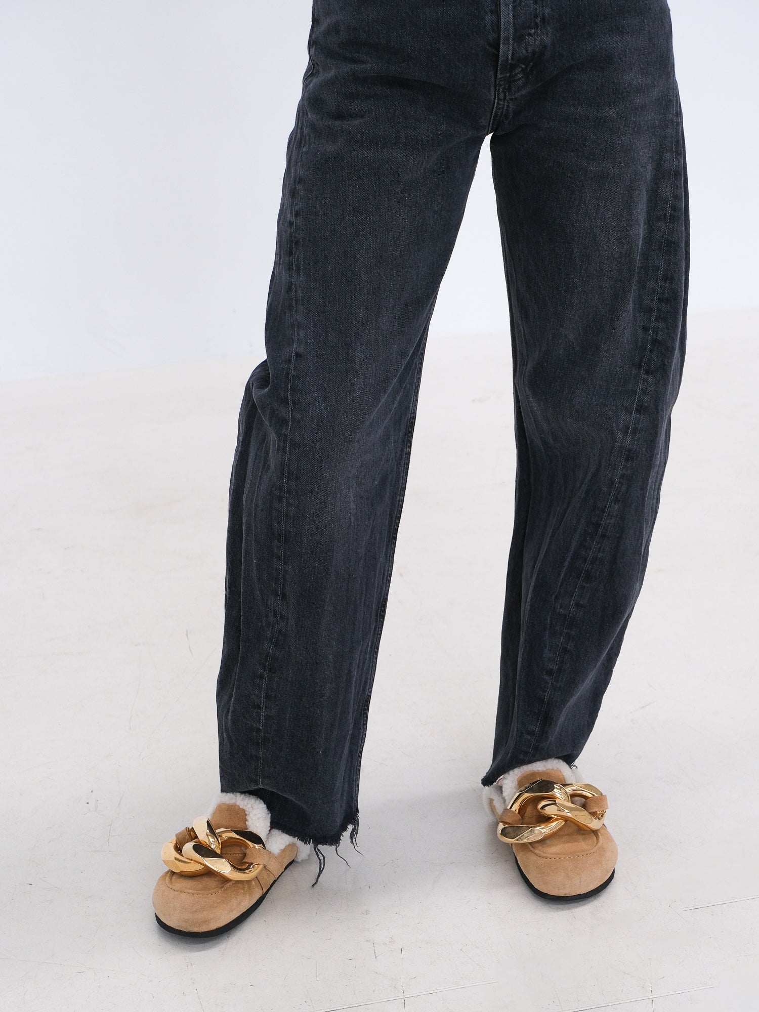 'Luna' High Rise Pieced Taper Jeans, Size 24