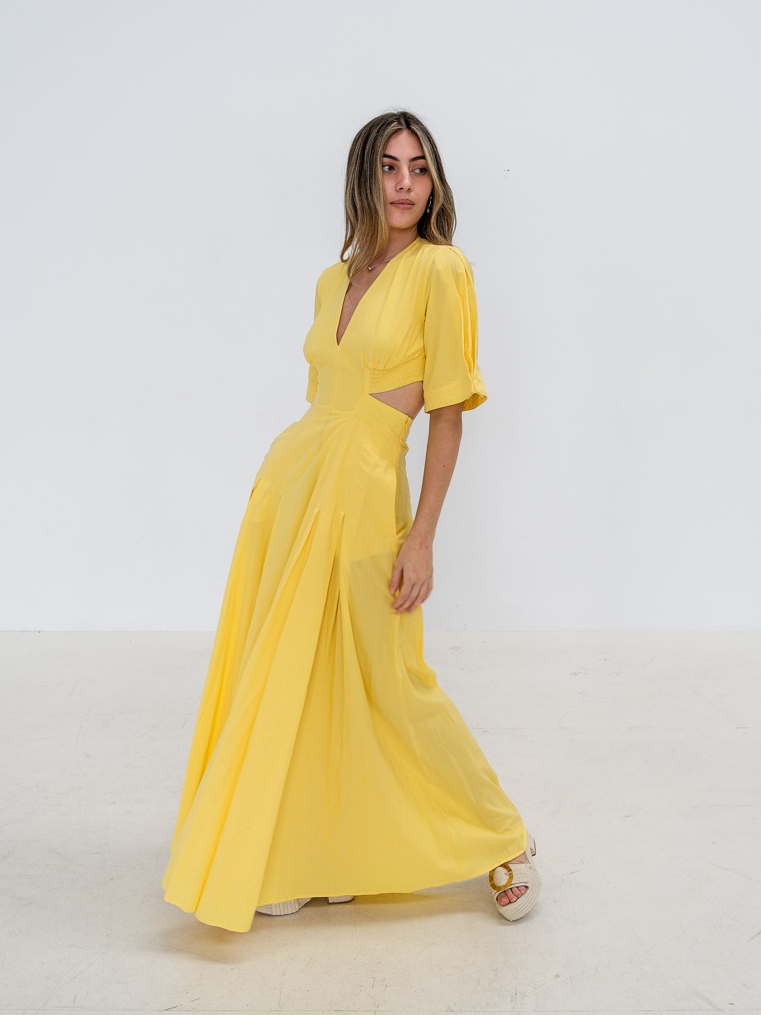 'Antonella' Short Sleeve Maxi Dress, Size AU 6