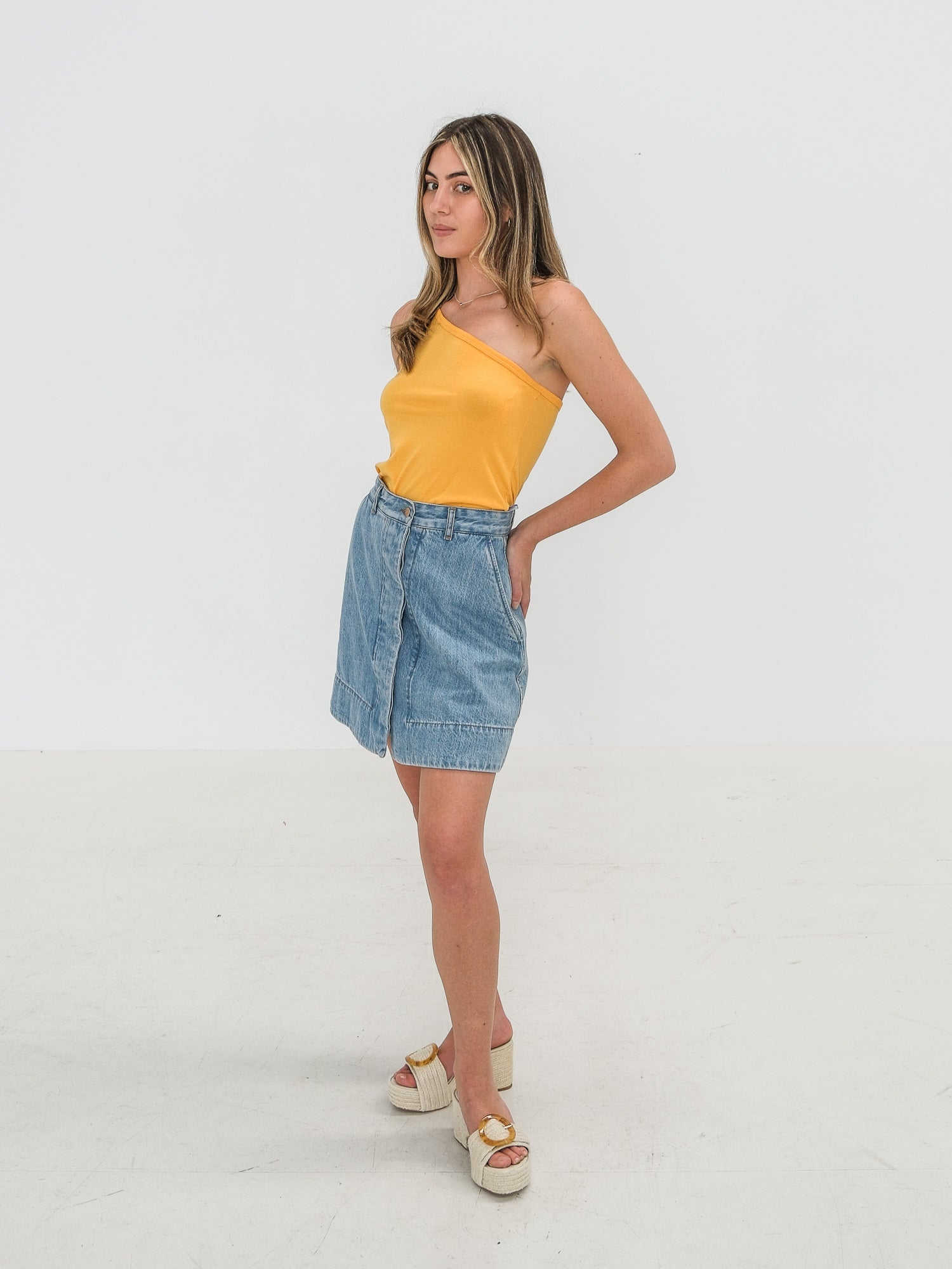 Denim Mini Skirt, Size AU 8