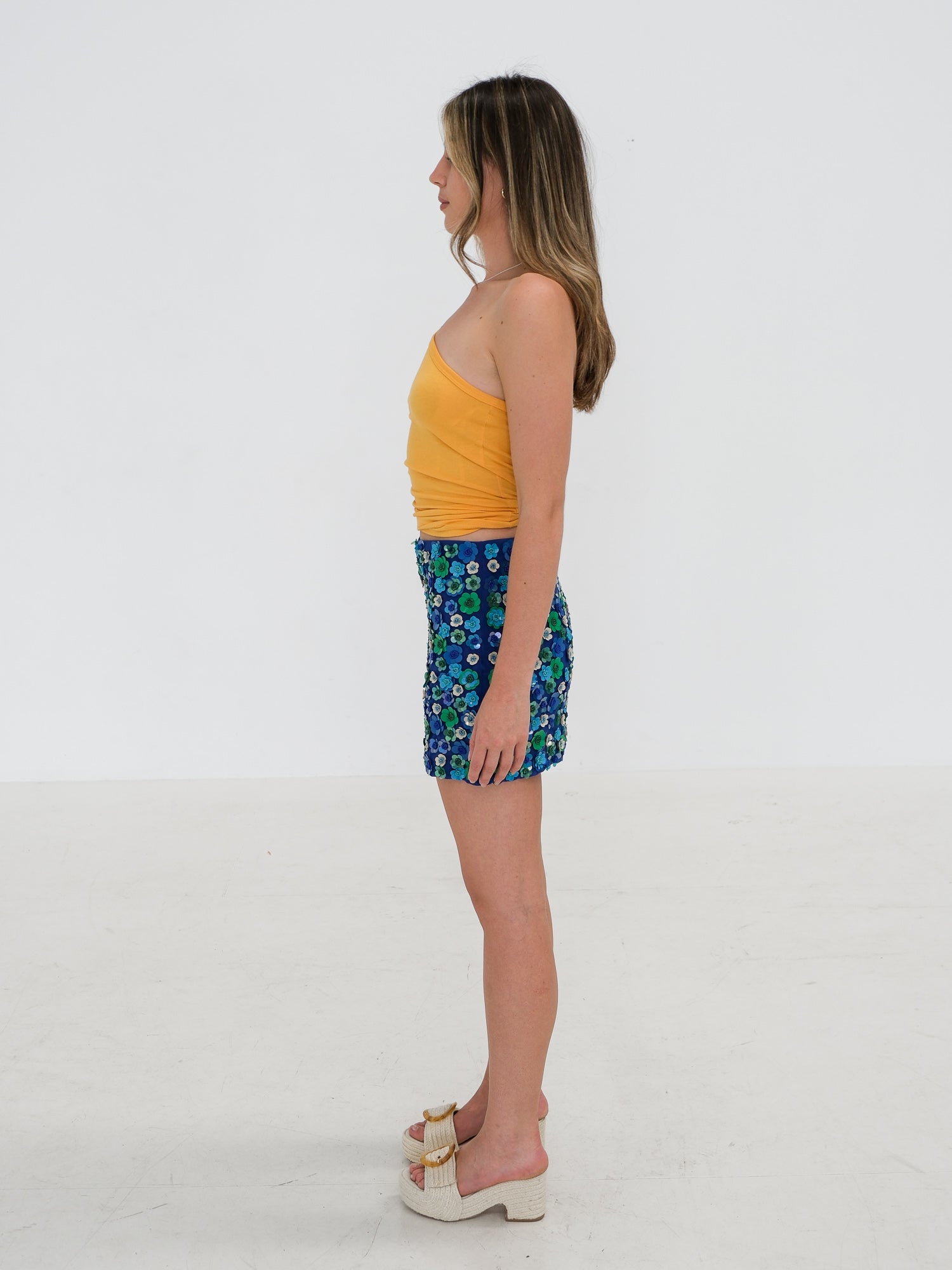 Floral Embellished Mini Skirt, Size M