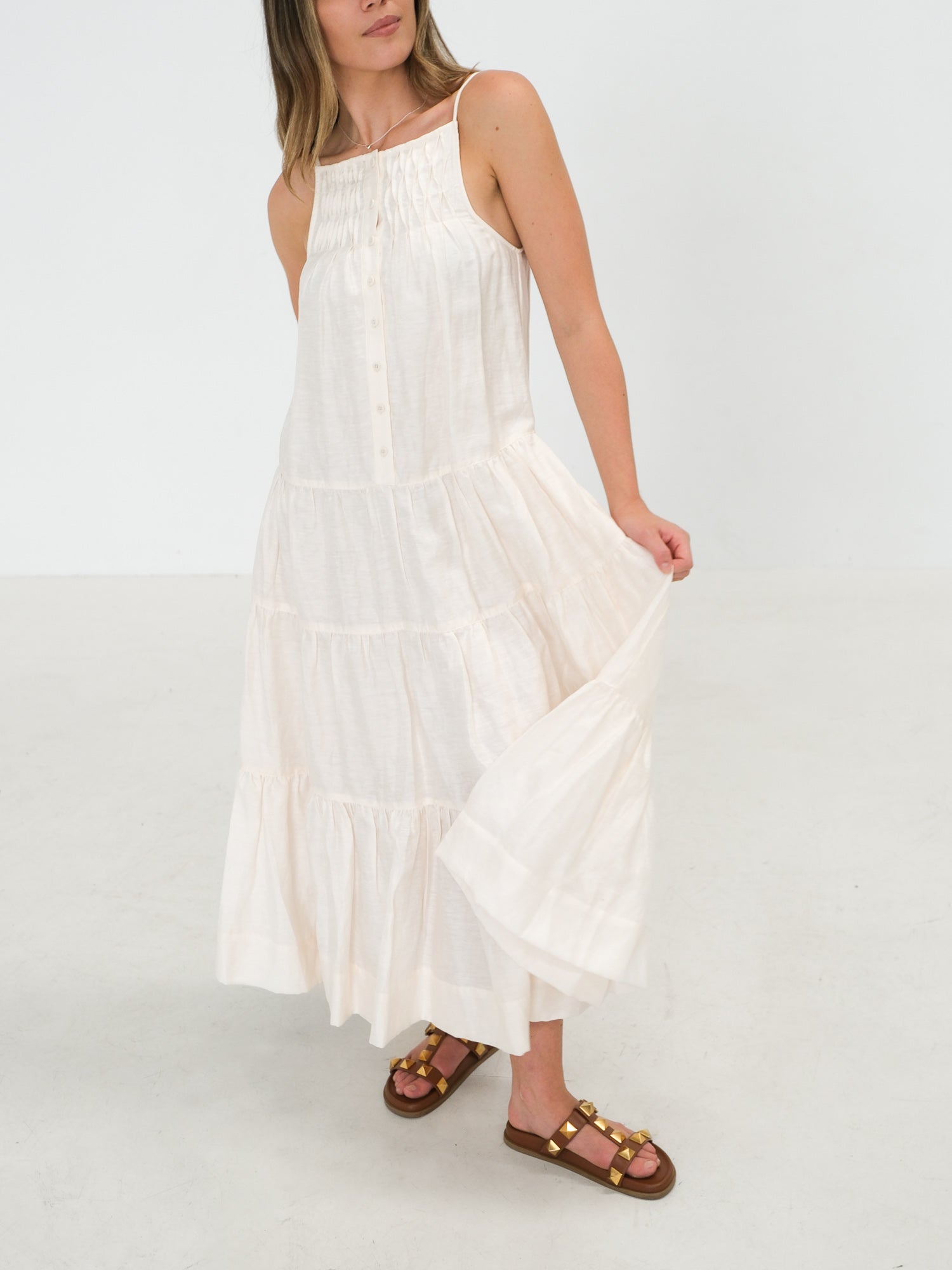 'Margaux' Tuxedo Sleeveless Midi Dress, Size AU 6