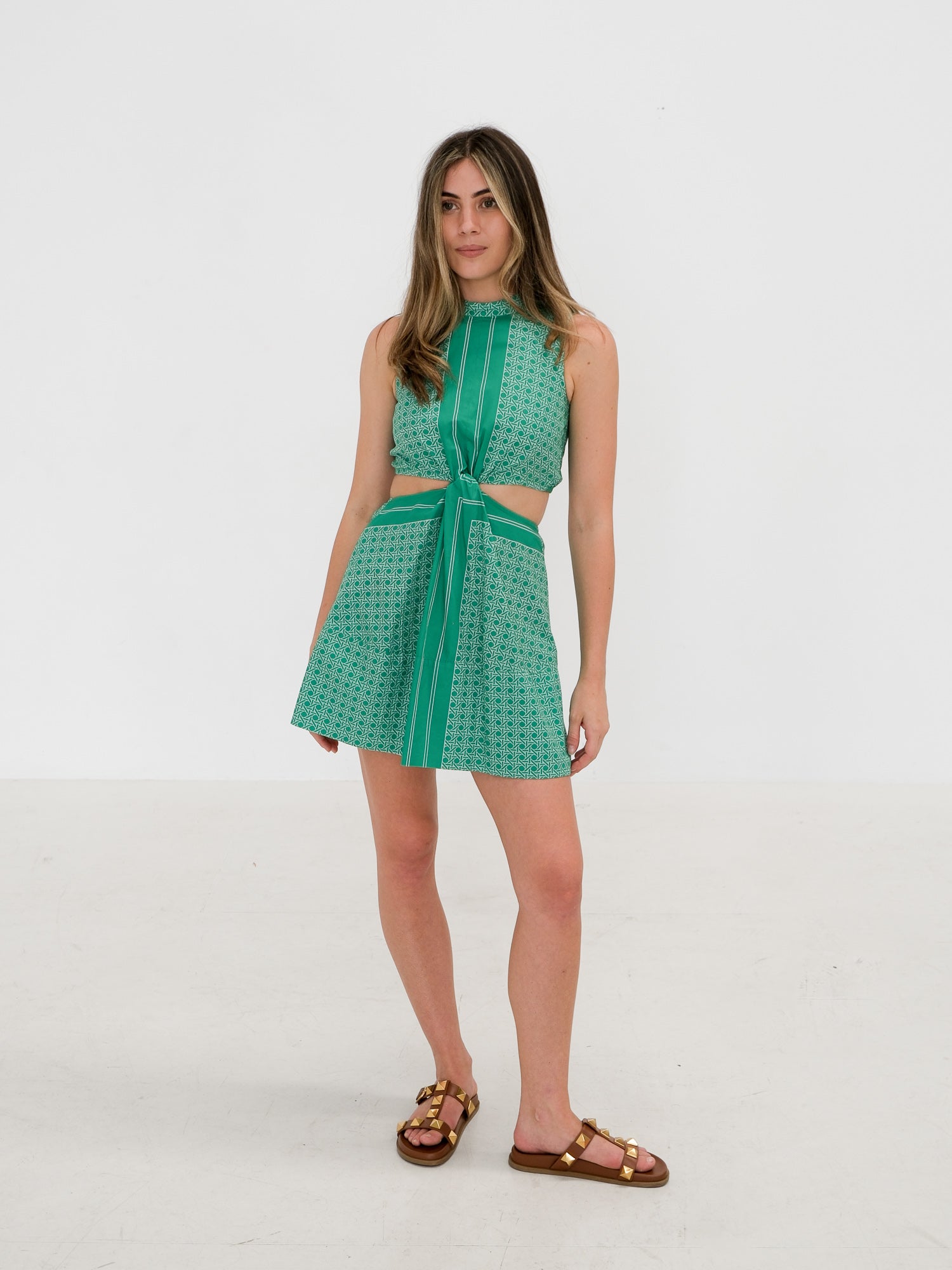 'Sutton' Scarf Print Mini Dress, Size AU 6
