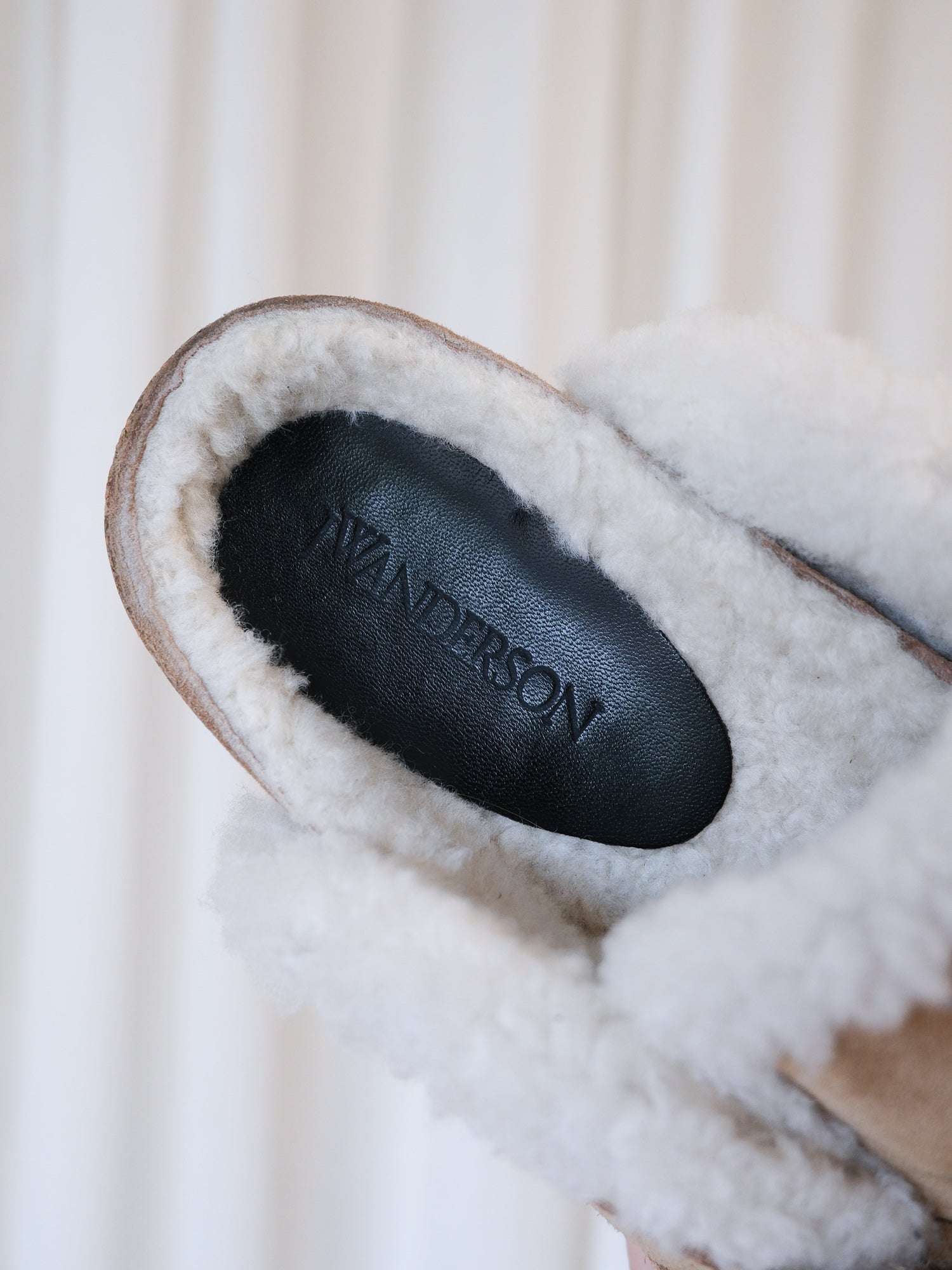 Suede Shearling Chain Slides, Size 38