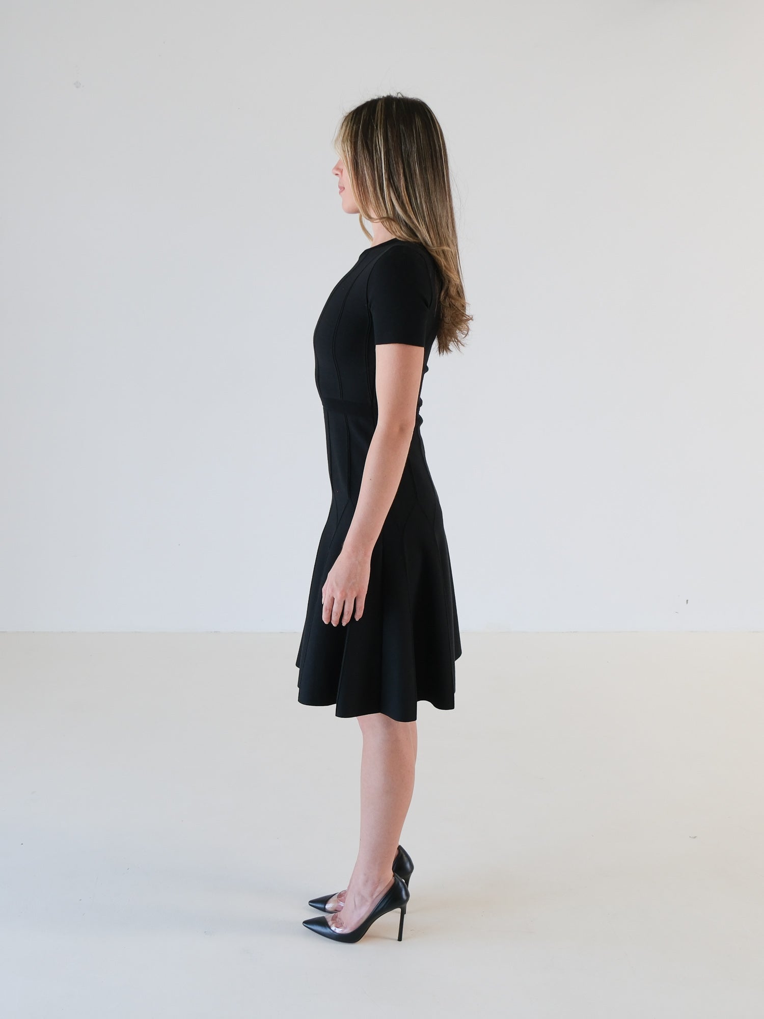 Jersey Flip Stretch Knit Mini Dress, Size XS