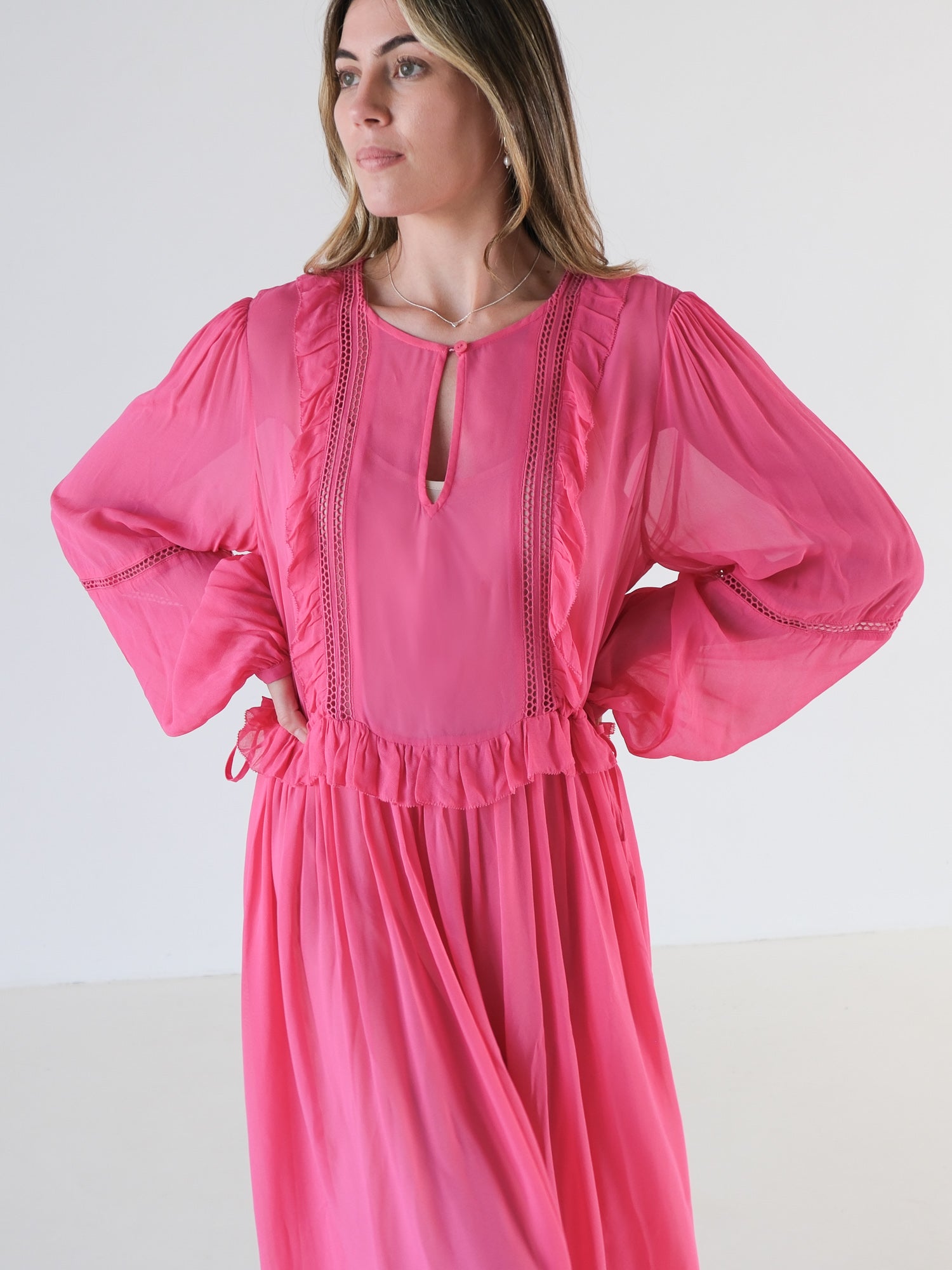 Ruffle Maxi Dress, Size IT 46 | AU 14