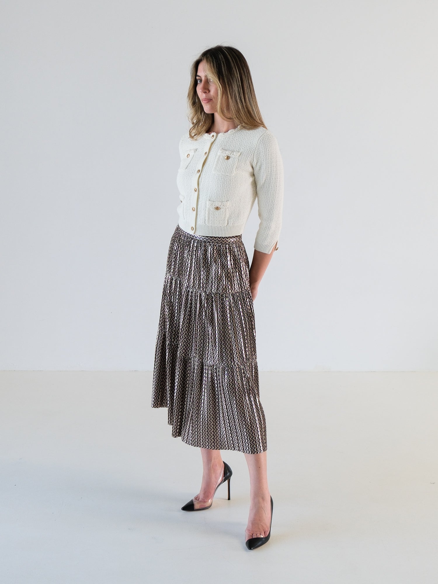 'Prisca' Pleated Midi Skirt, Size 1 | AU 8