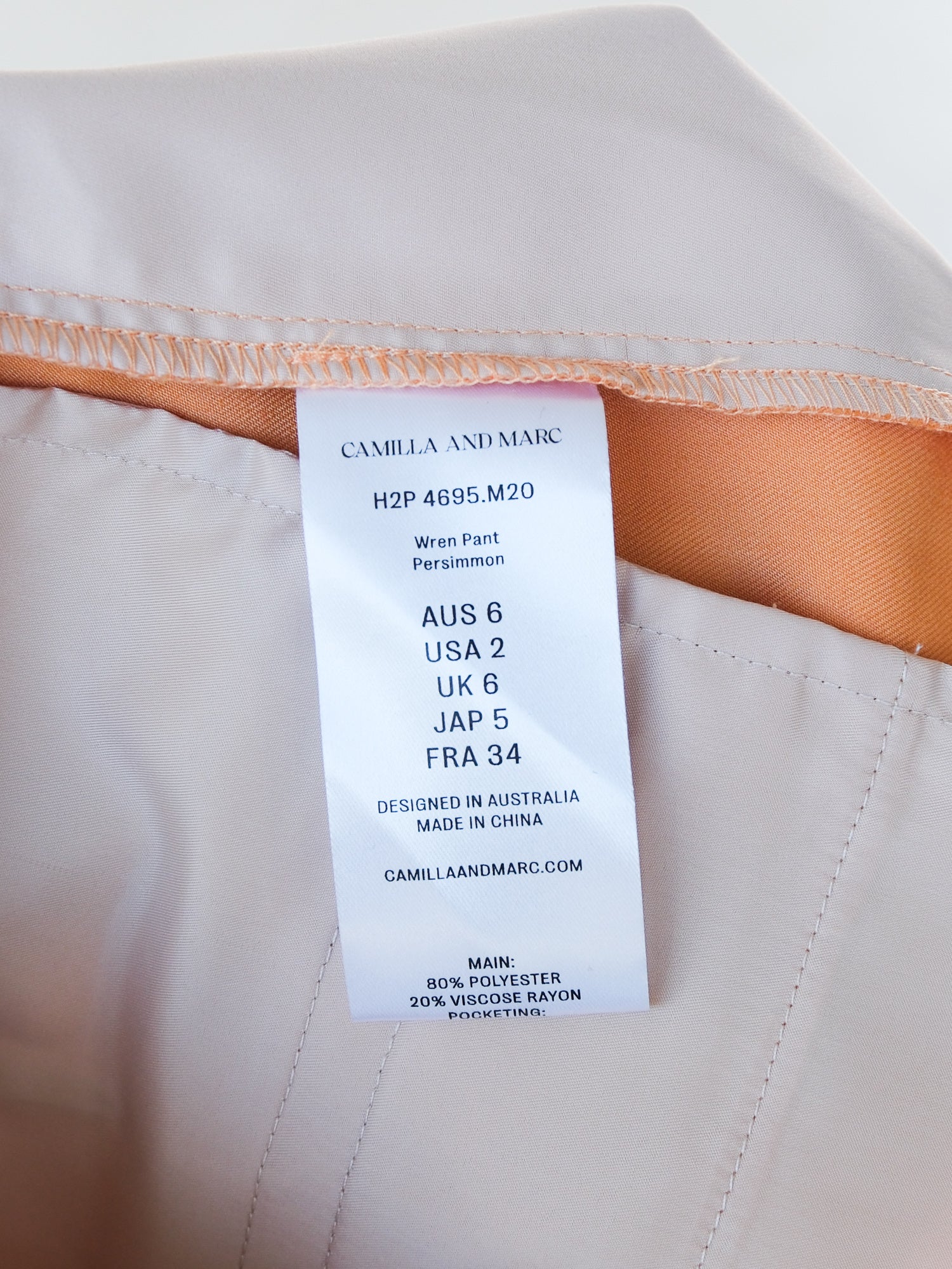 'Wren' Wide Leg Tailored Pants, Size AU 6