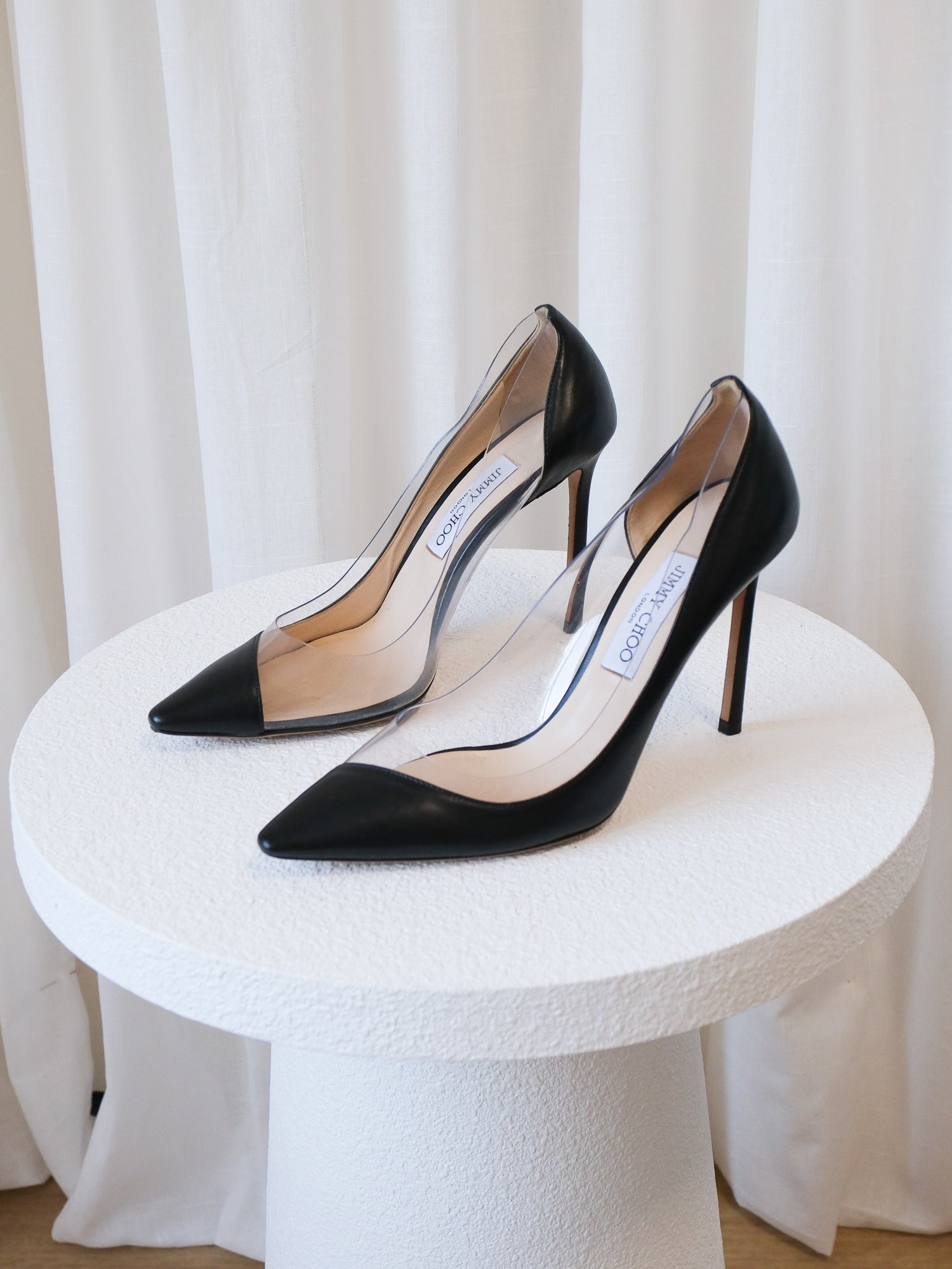 'Cass' Leather PVC Heels, Size 39.5