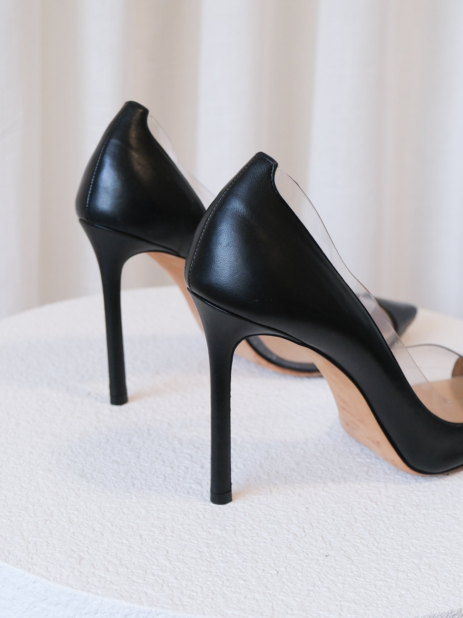 'Cass' Leather PVC Heels, Size 39.5