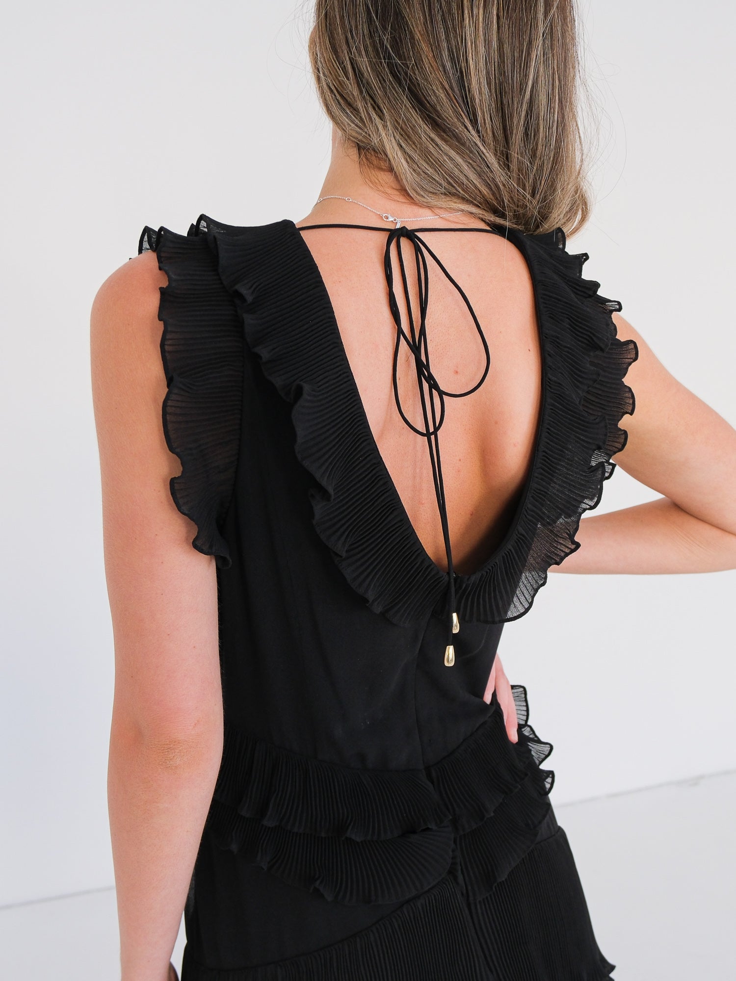 'Super Eight' Pleated Frill Mini Dress, Size 3 | AU 14