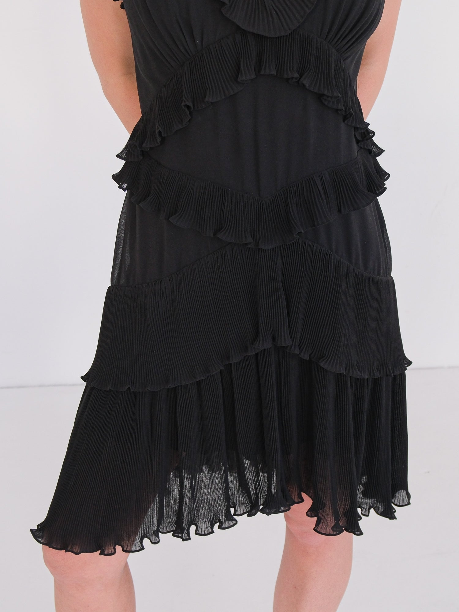 'Super Eight' Pleated Frill Mini Dress, Size 3 | AU 14