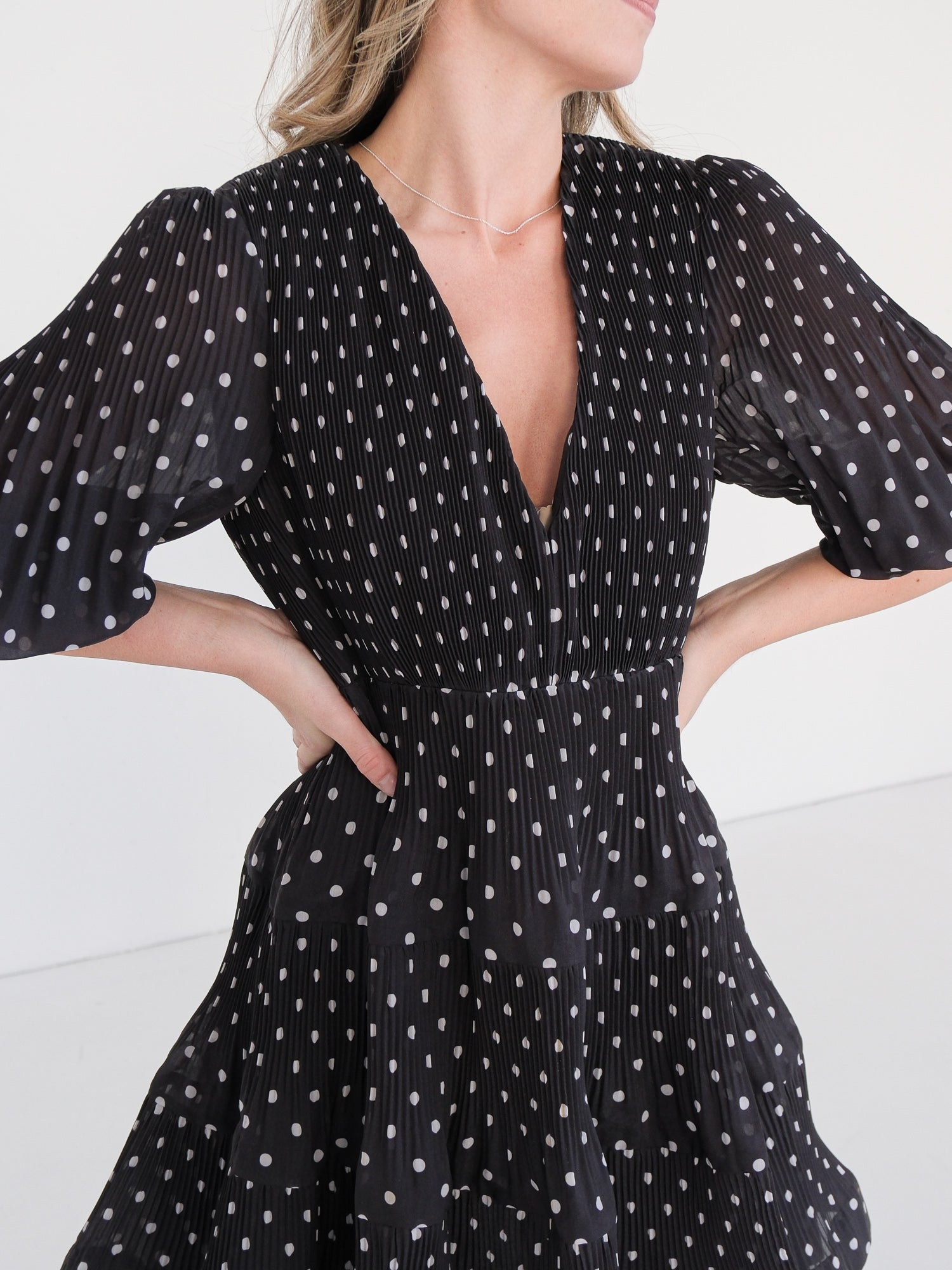 Pleated Tiered Mini Dress, Size 3 | AU 14