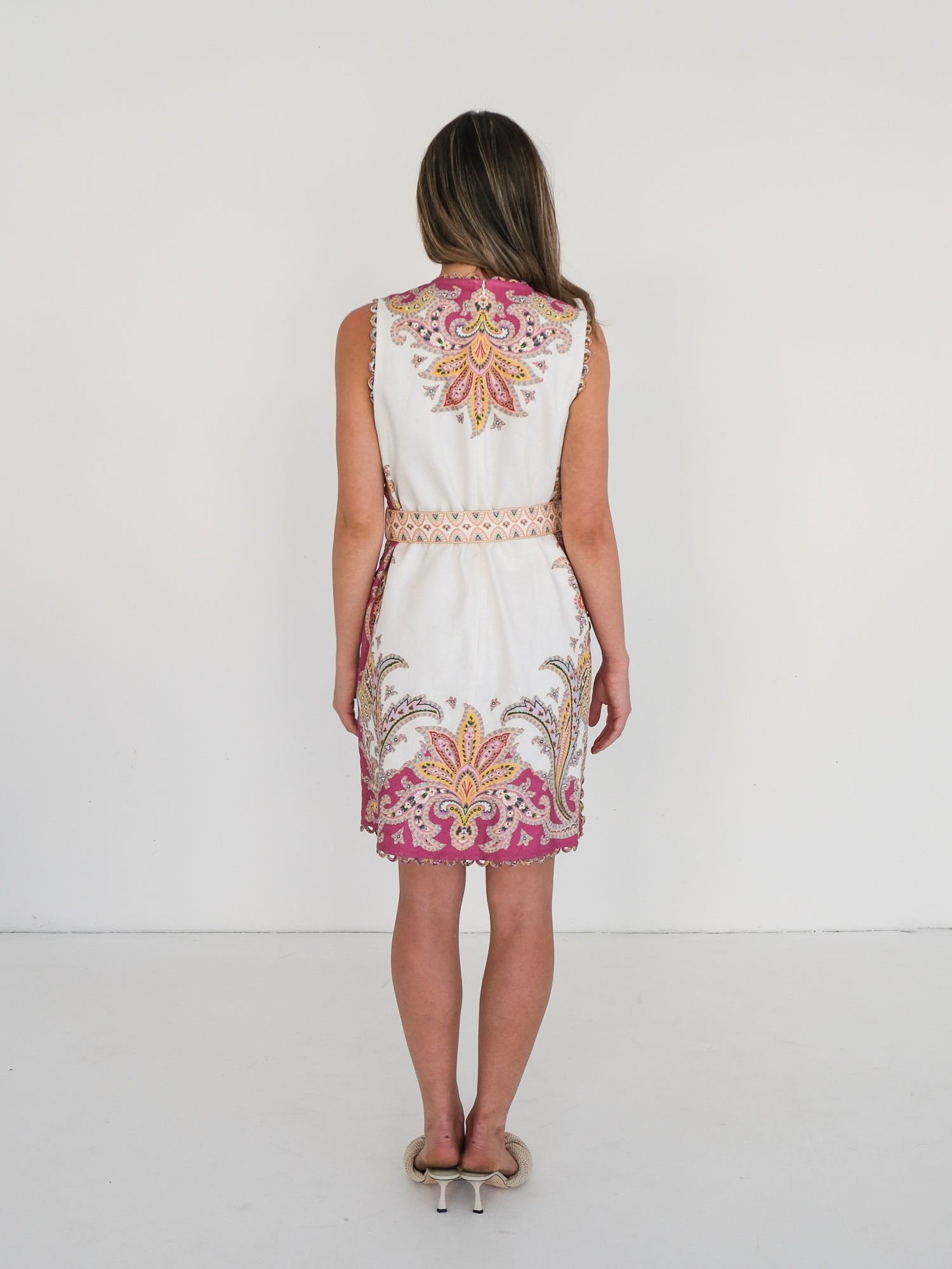 'Teddy' Paisley Scallop Mini Dress, Size 4 | AU 16