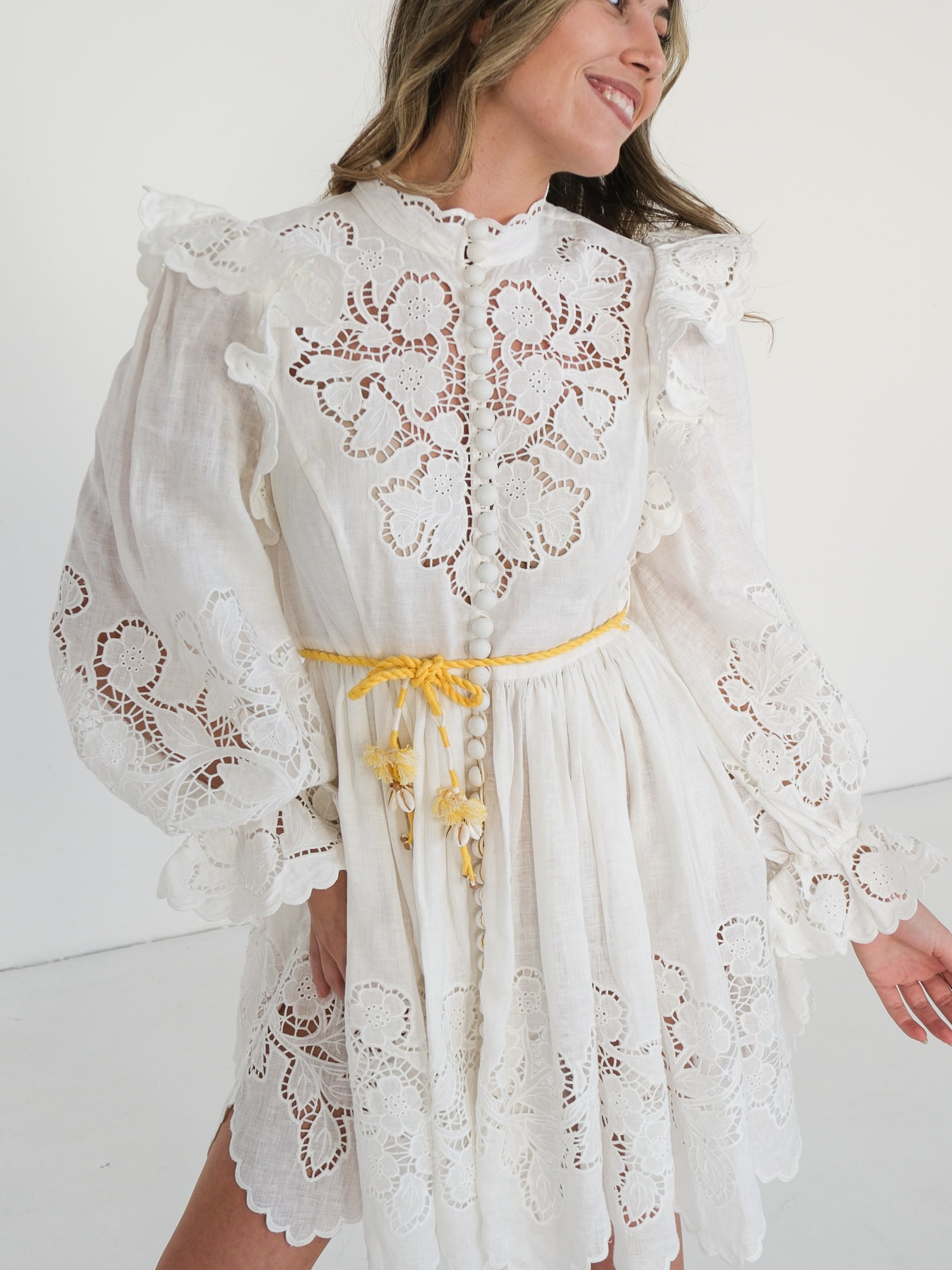 'Carnaby' Broderie Anglaise Mini Dress, Size 3 | AU 14