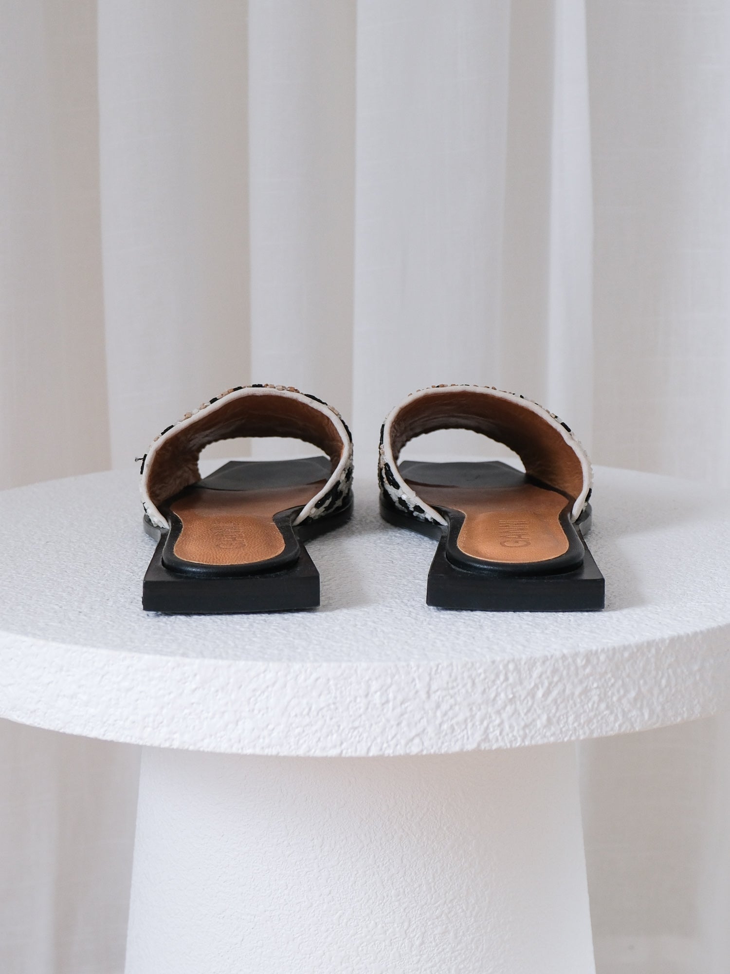 Beaded Leopard Slide Sandals, Size 36