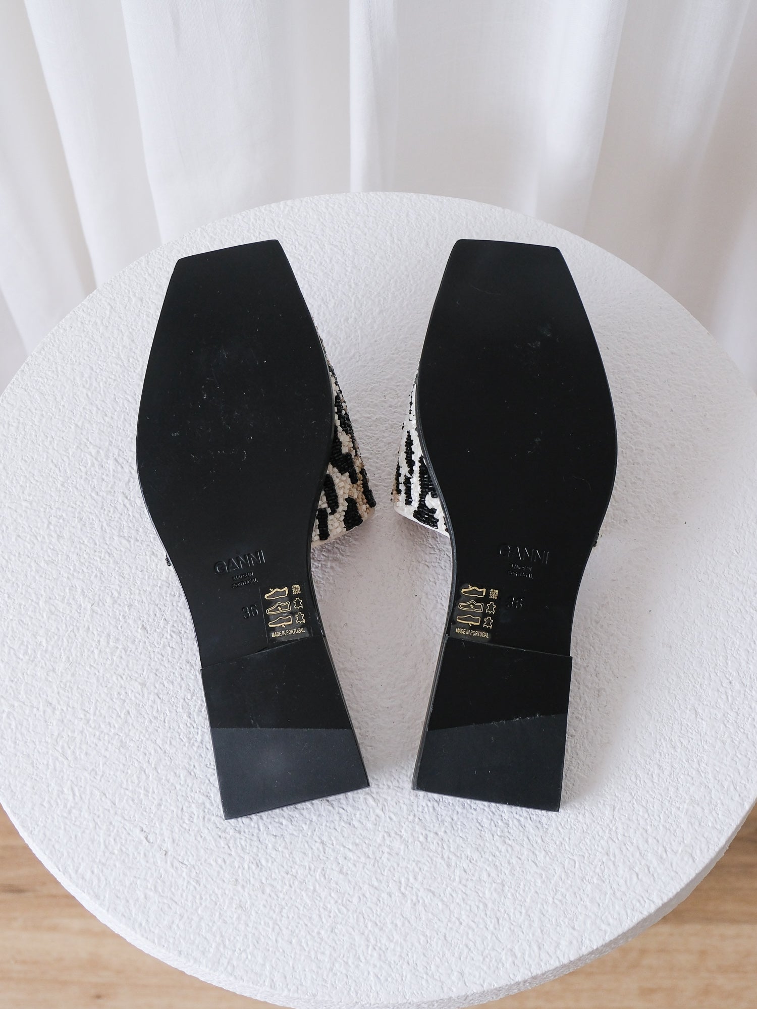 Beaded Leopard Slide Sandals, Size 36