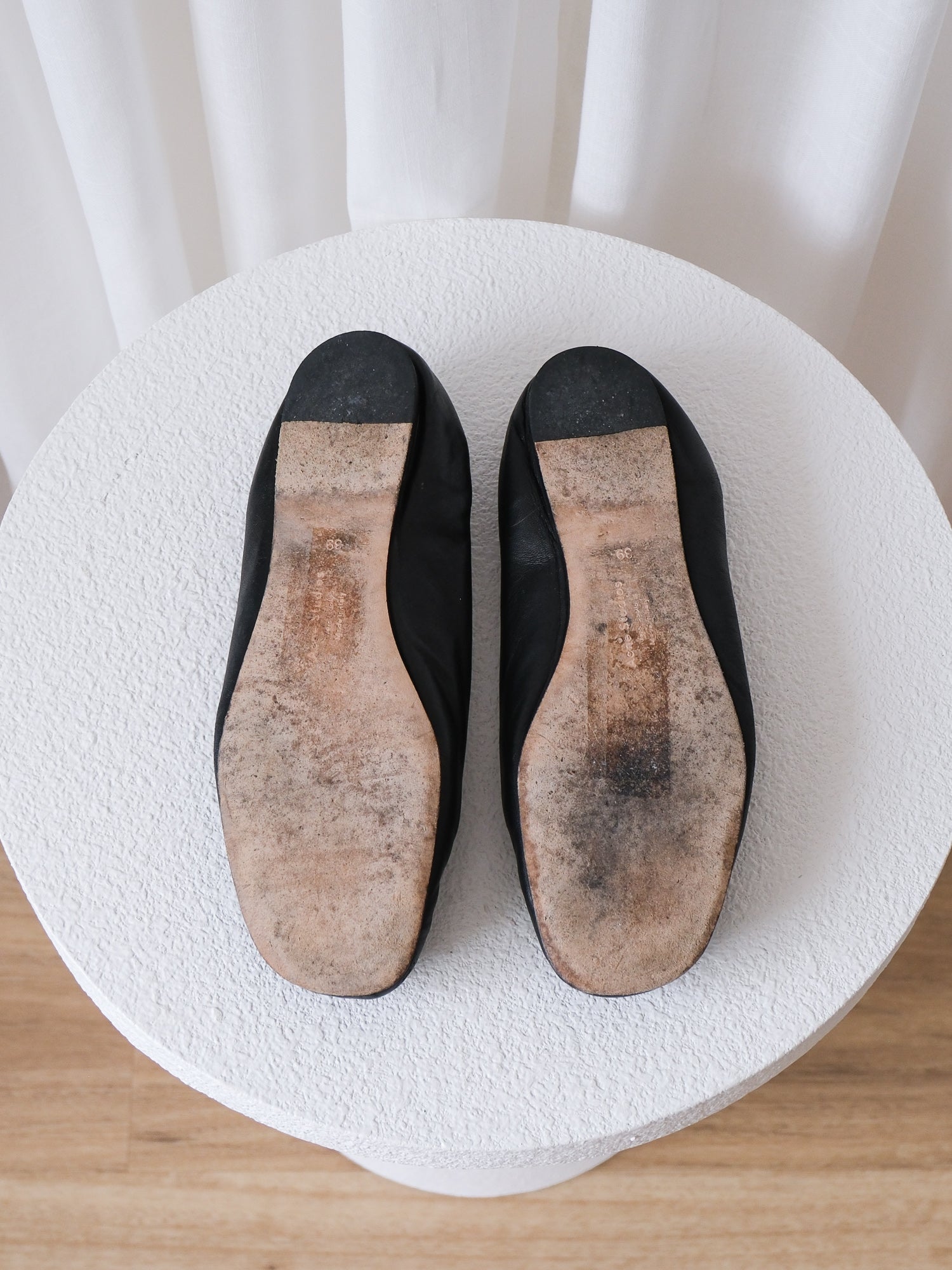 Black Acne Studios 'Oddry' Leather Ballet Flats, Size 39