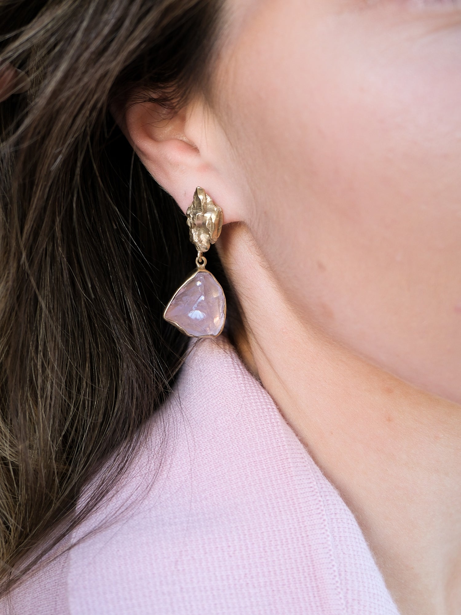 'The Holy Mountain' 18K Gold Plated Quartz Earrings