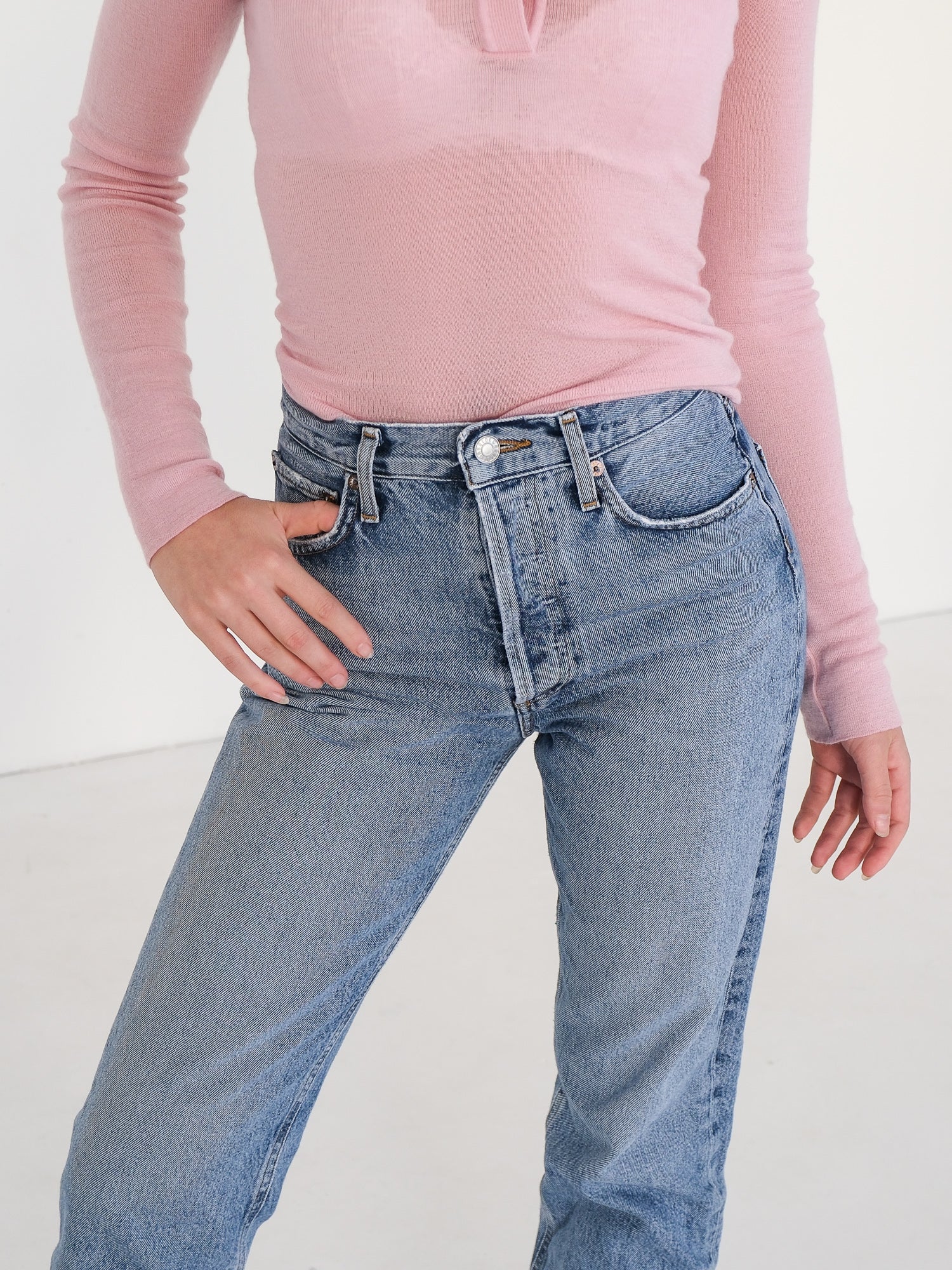 '90's Pinch Waist' High Rise Straight Jeans, Size 24 | AU 6