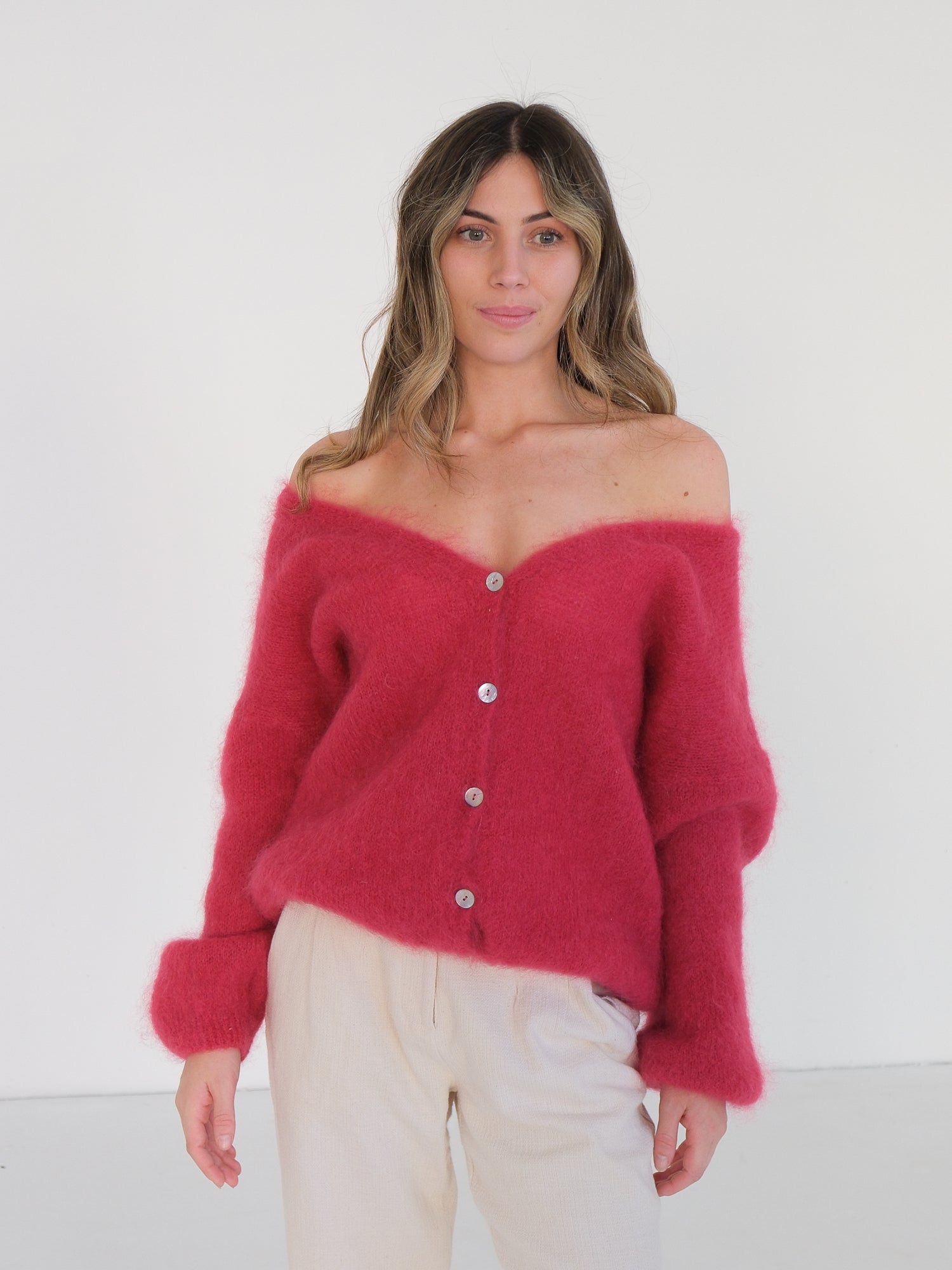 ‘Cornelia’ Mohair Knit Cardigan, Size XL
