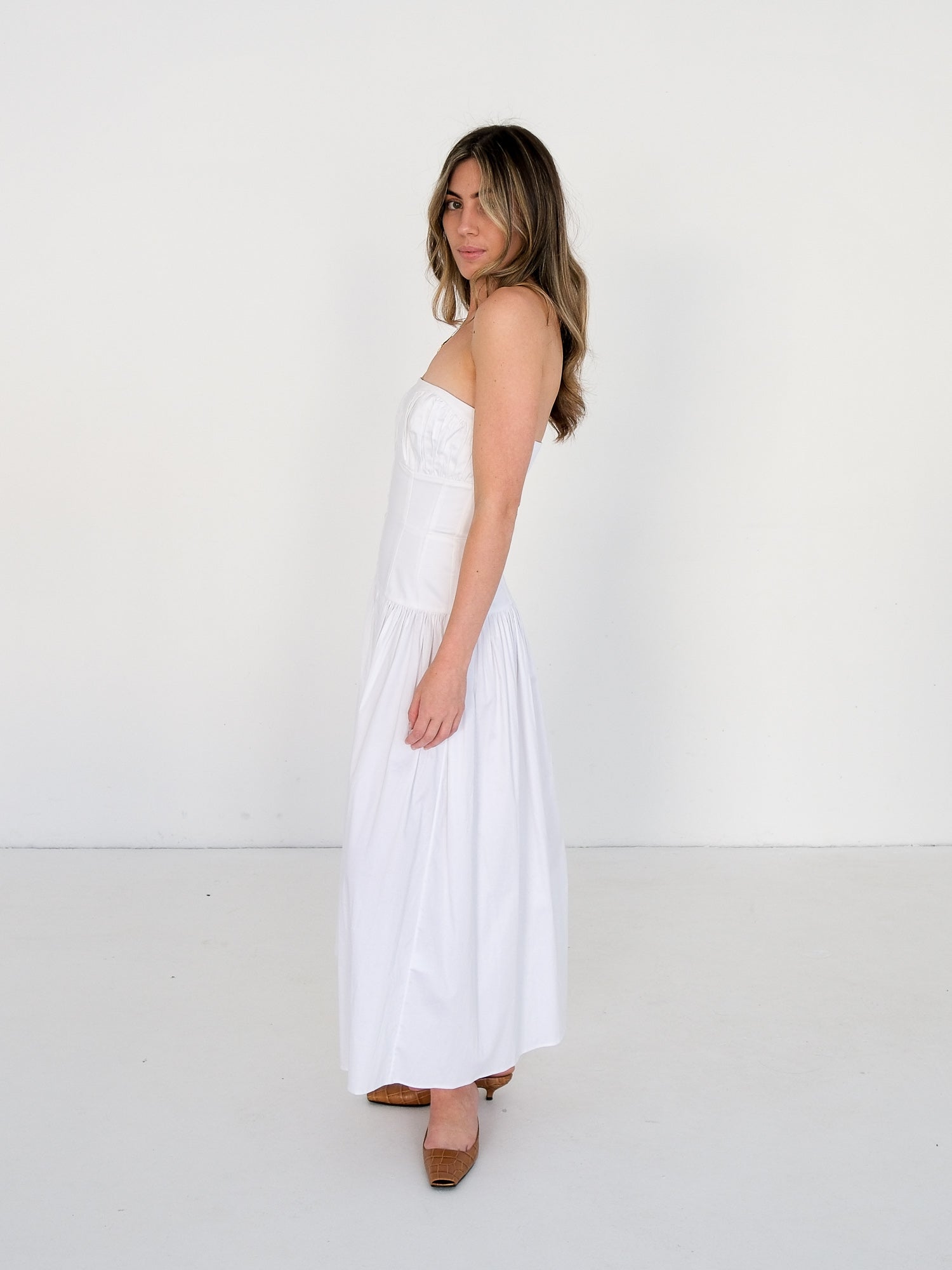 'Lauryn' Strapless Midi Dress, Size FR 36 | AU 8