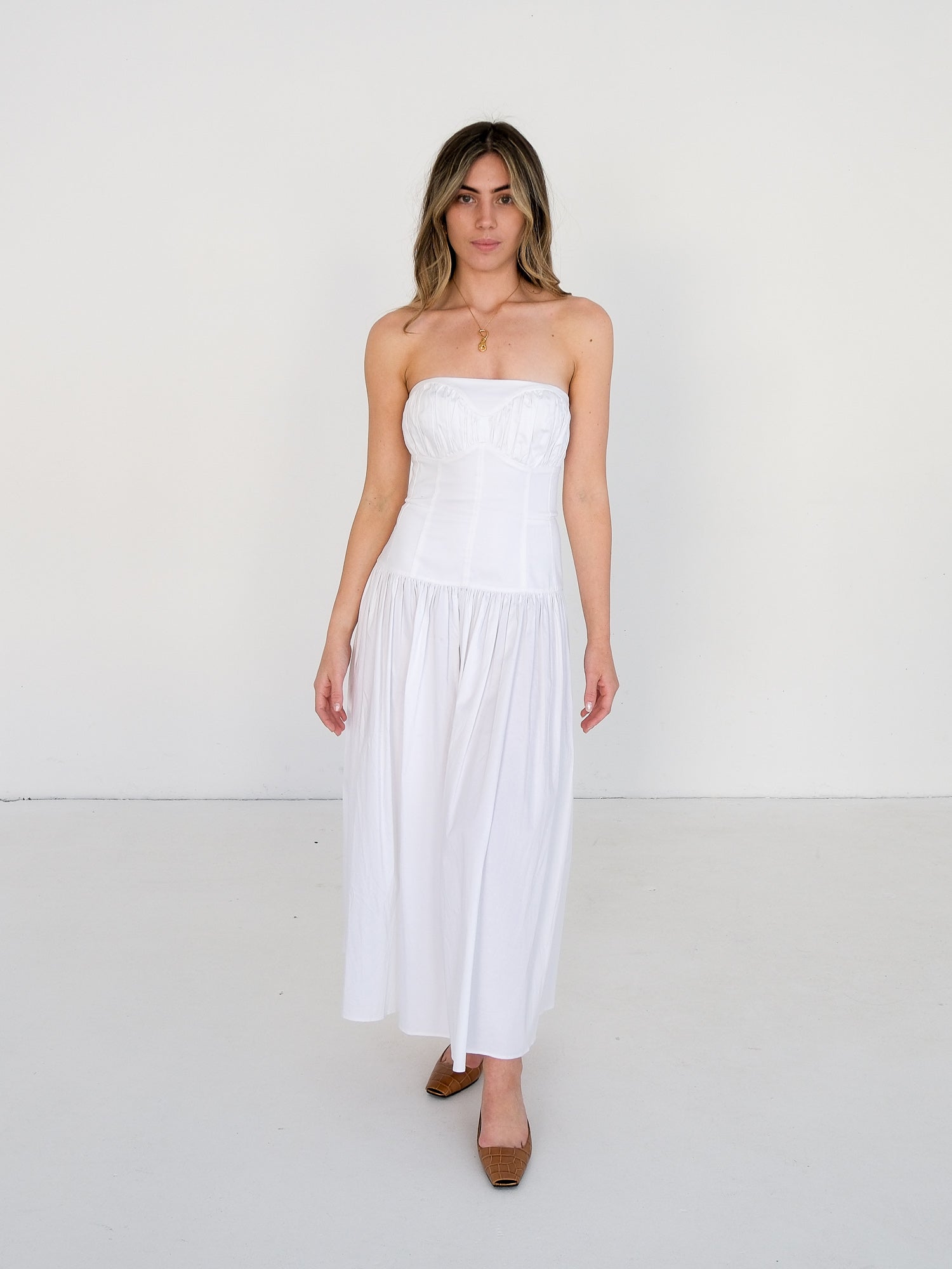 'Lauryn' Strapless Midi Dress, Size FR 36 | AU 8