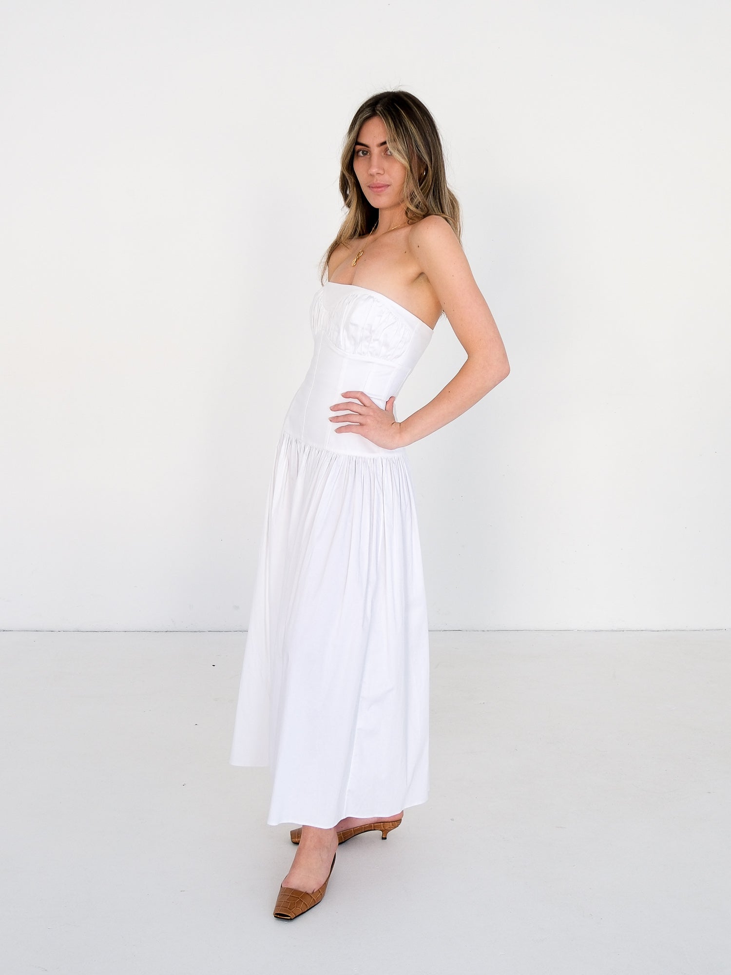 'Lauryn' Strapless Midi Dress, Size FR 36 | AU 8