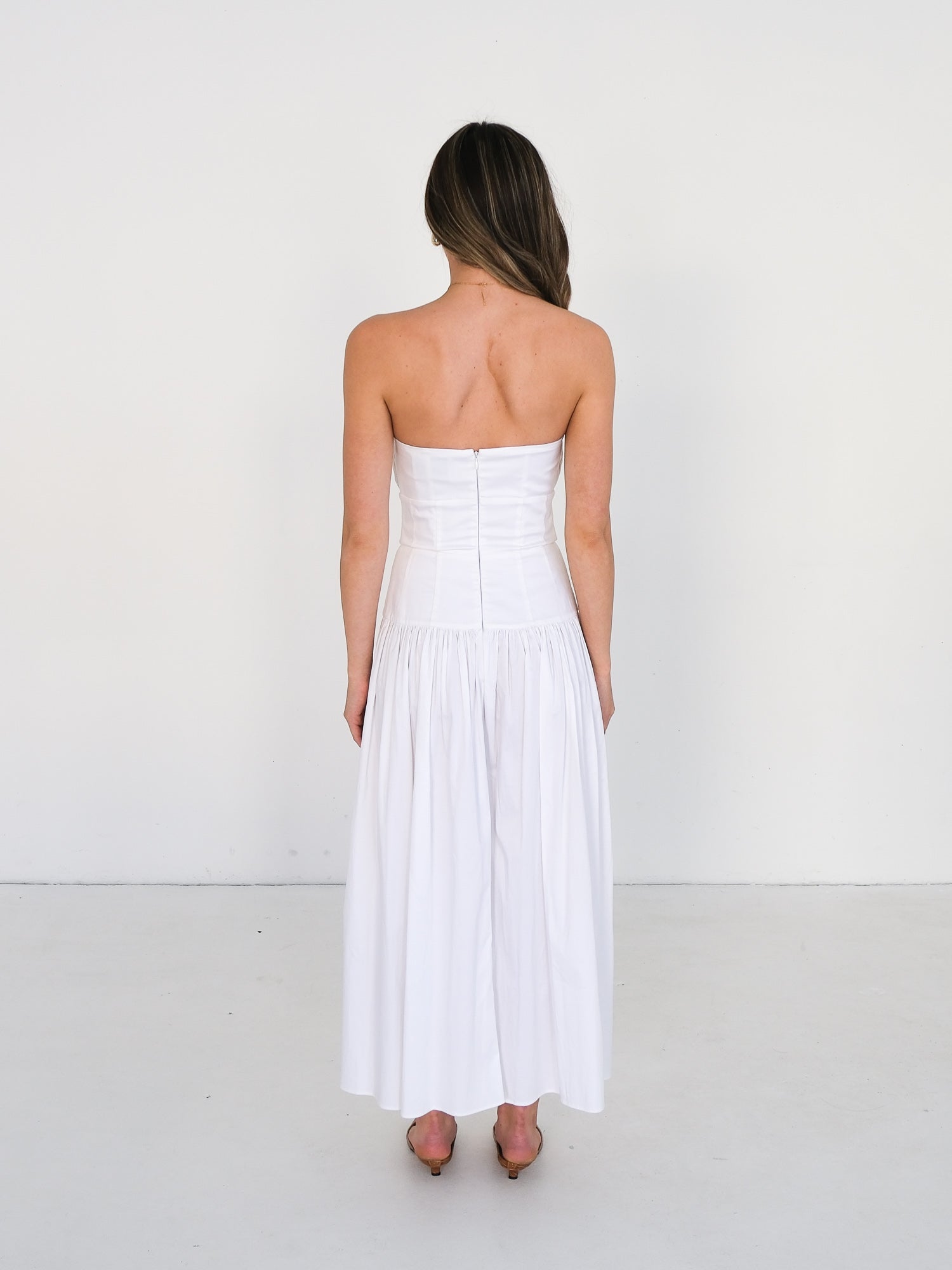 'Lauryn' Strapless Midi Dress, Size FR 36 | AU 8
