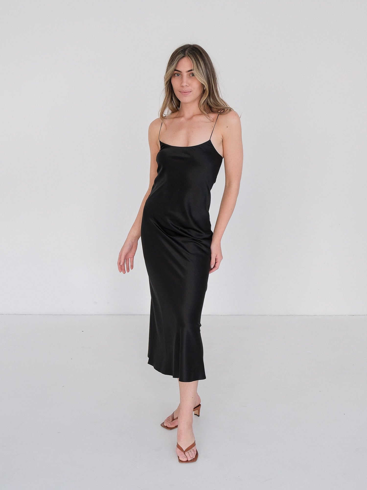'The Carolyn' Silk Slip Midi Dress, Size 2 | AU 8