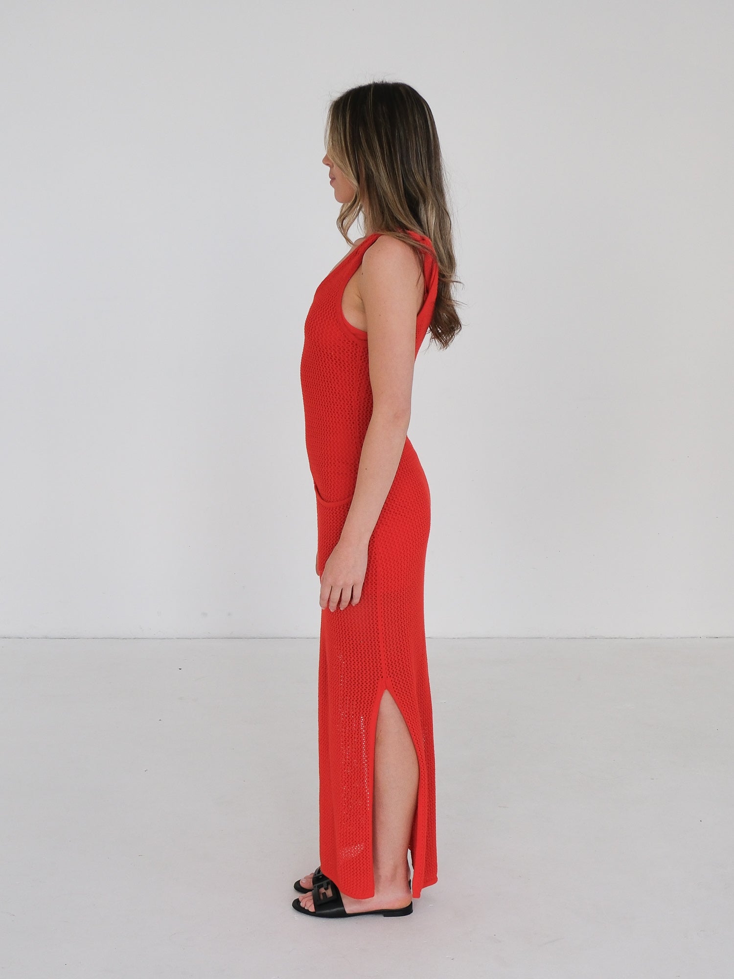 'Current' Cotton-Blend Knit Midi Dress, Size S