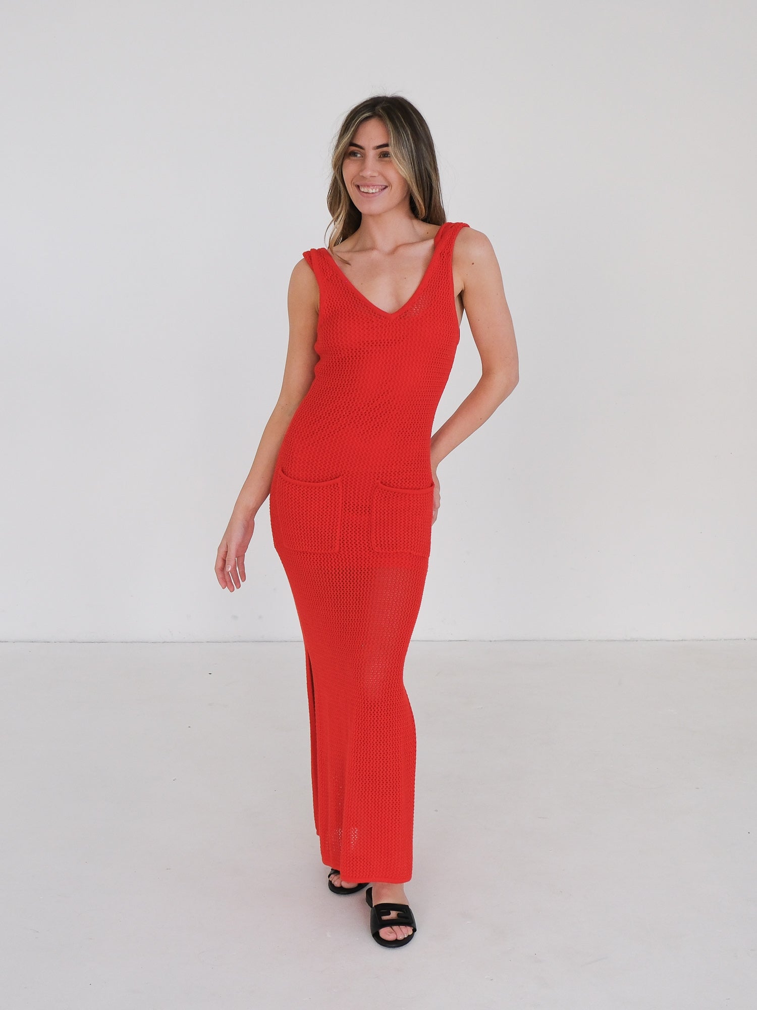 'Current' Cotton-Blend Knit Midi Dress, Size S