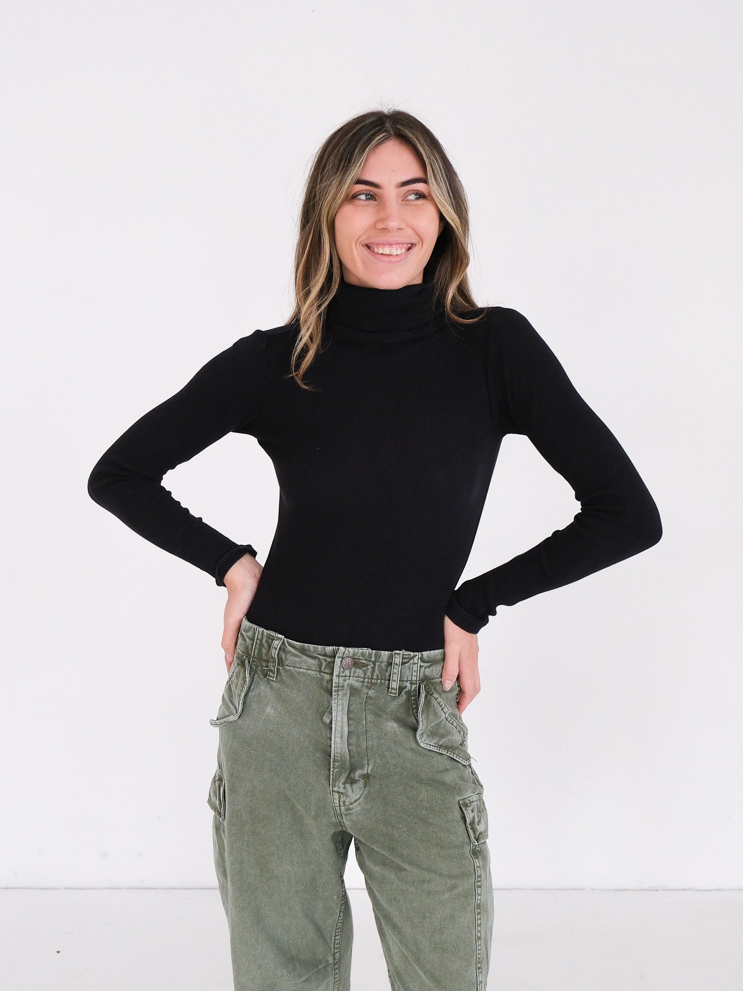 Rib Turtleneck Bodysuit, Size S
