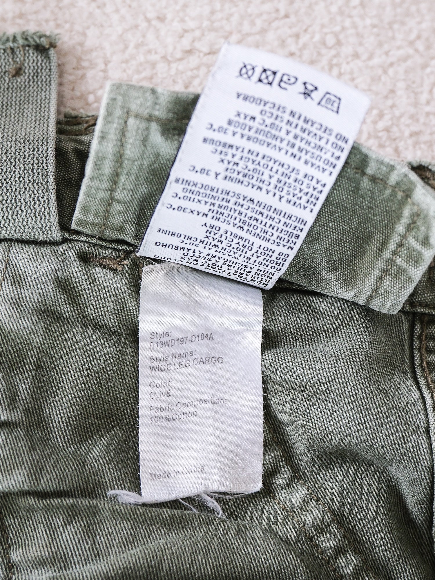 Wide Leg Cotton-twill Cargo Pants, Size 25