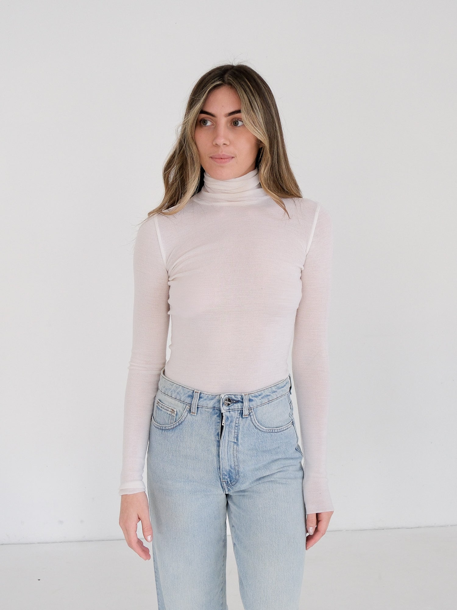 Babywool Extrafine Merino Knit Turtleneck Sweater, Size S