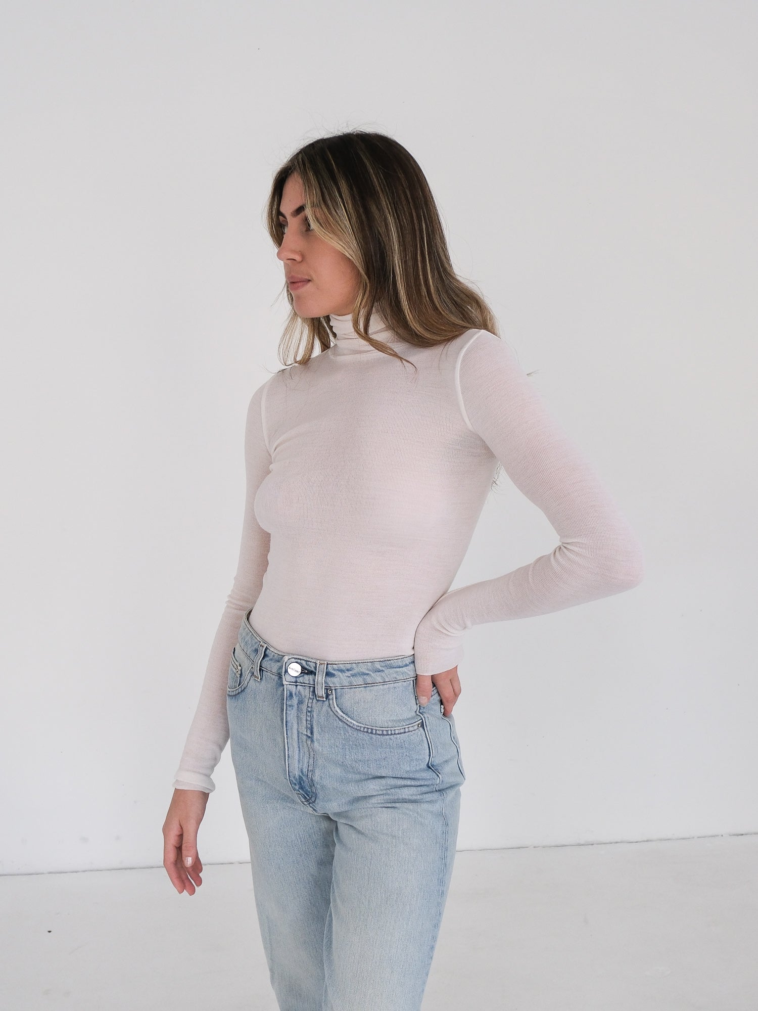 Babywool Extrafine Merino Knit Turtleneck Sweater, Size S
