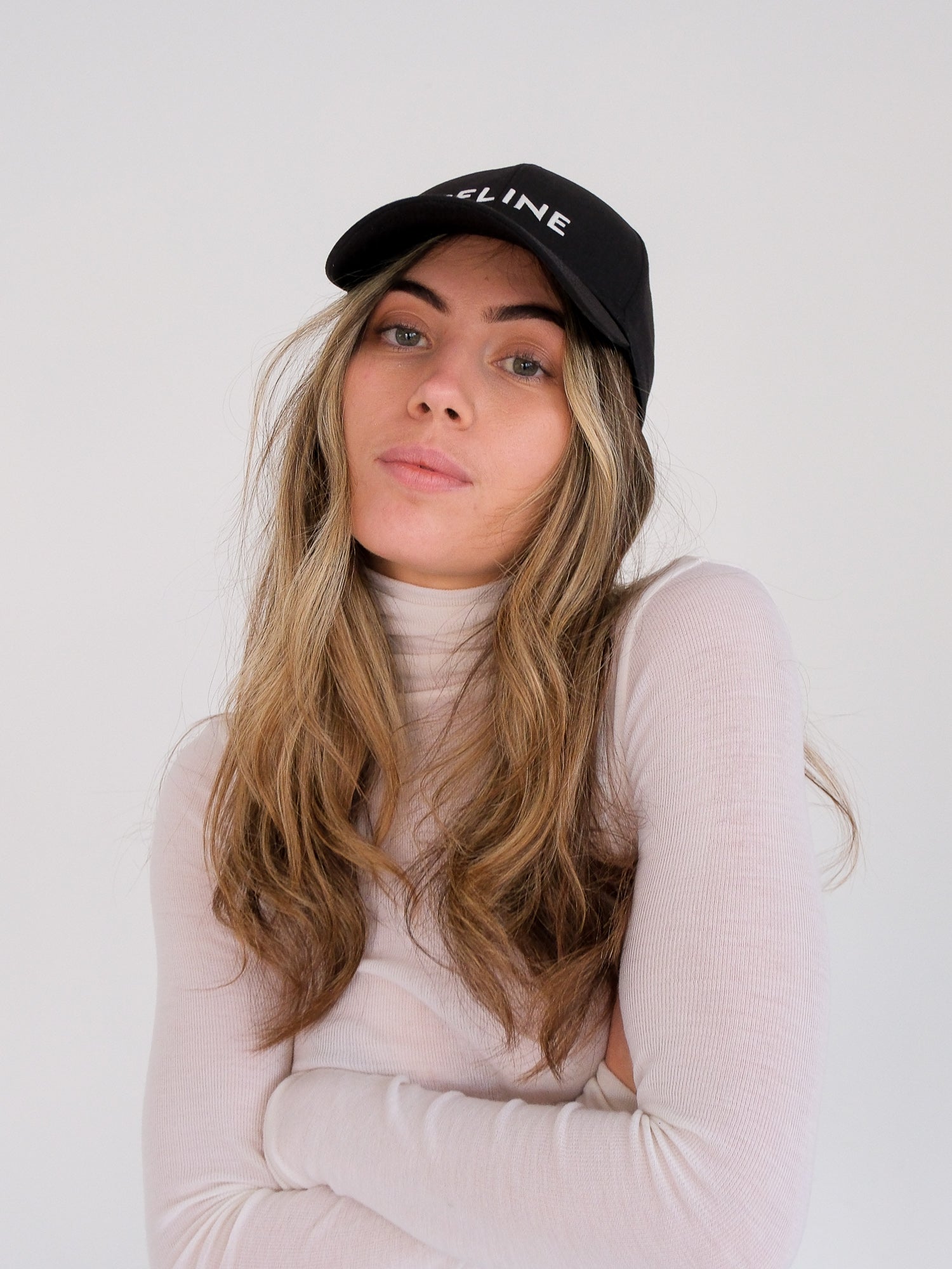 'Celine' Logo Cotton Gabardine Baseball Cap, Size M