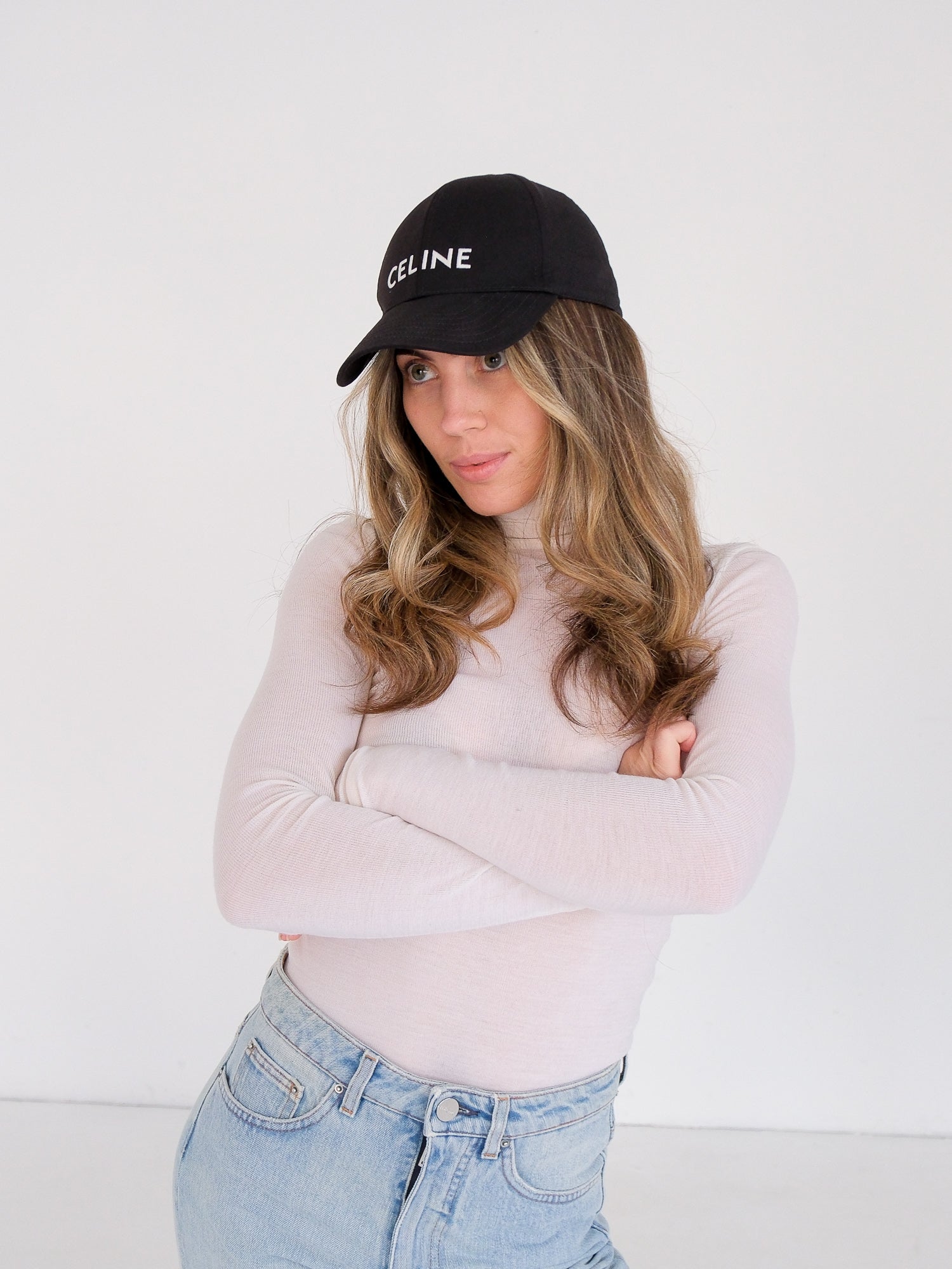 'Celine' Logo Cotton Gabardine Baseball Cap, Size M