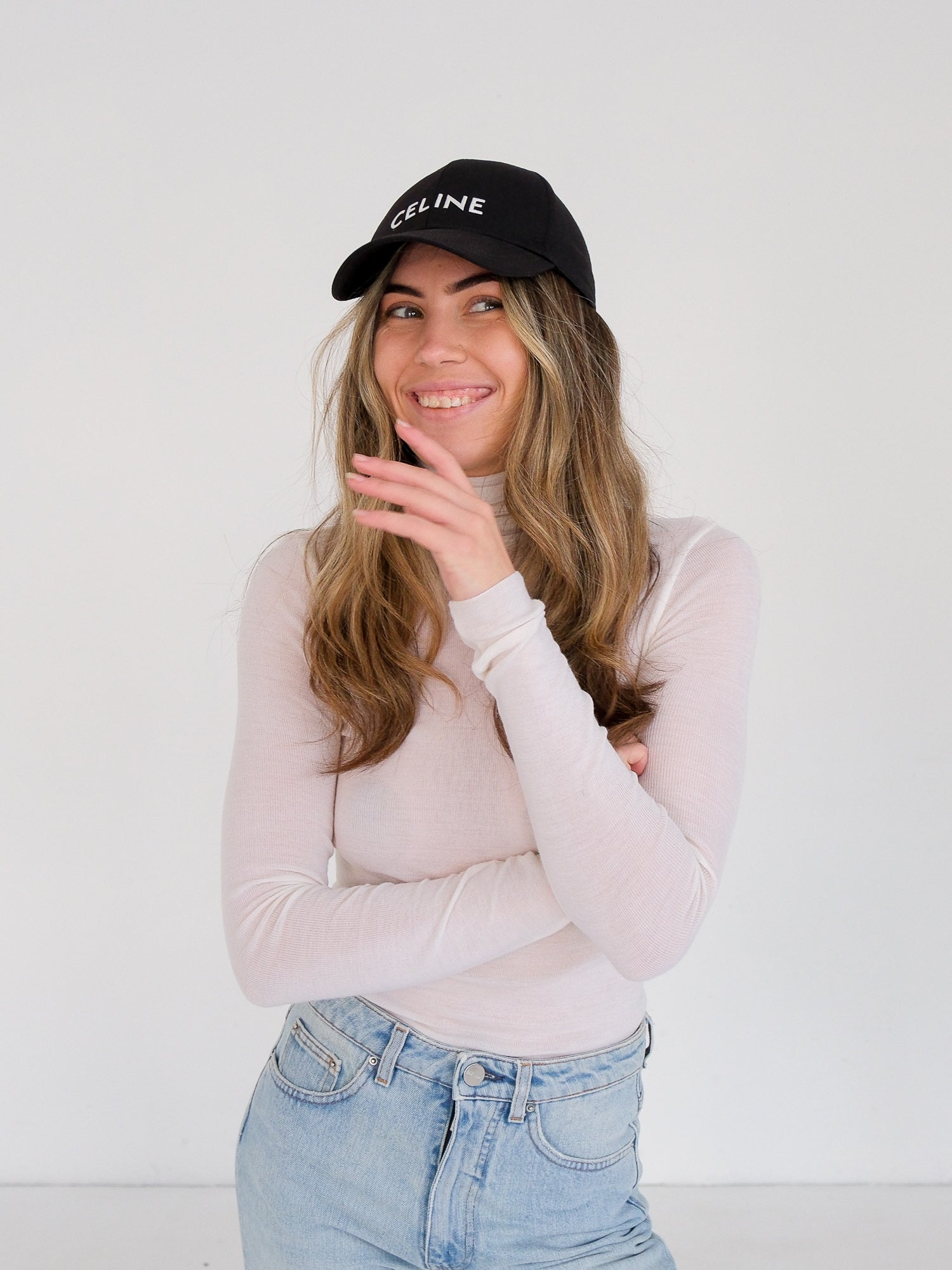 'Celine' Logo Cotton Gabardine Baseball Cap, Size M