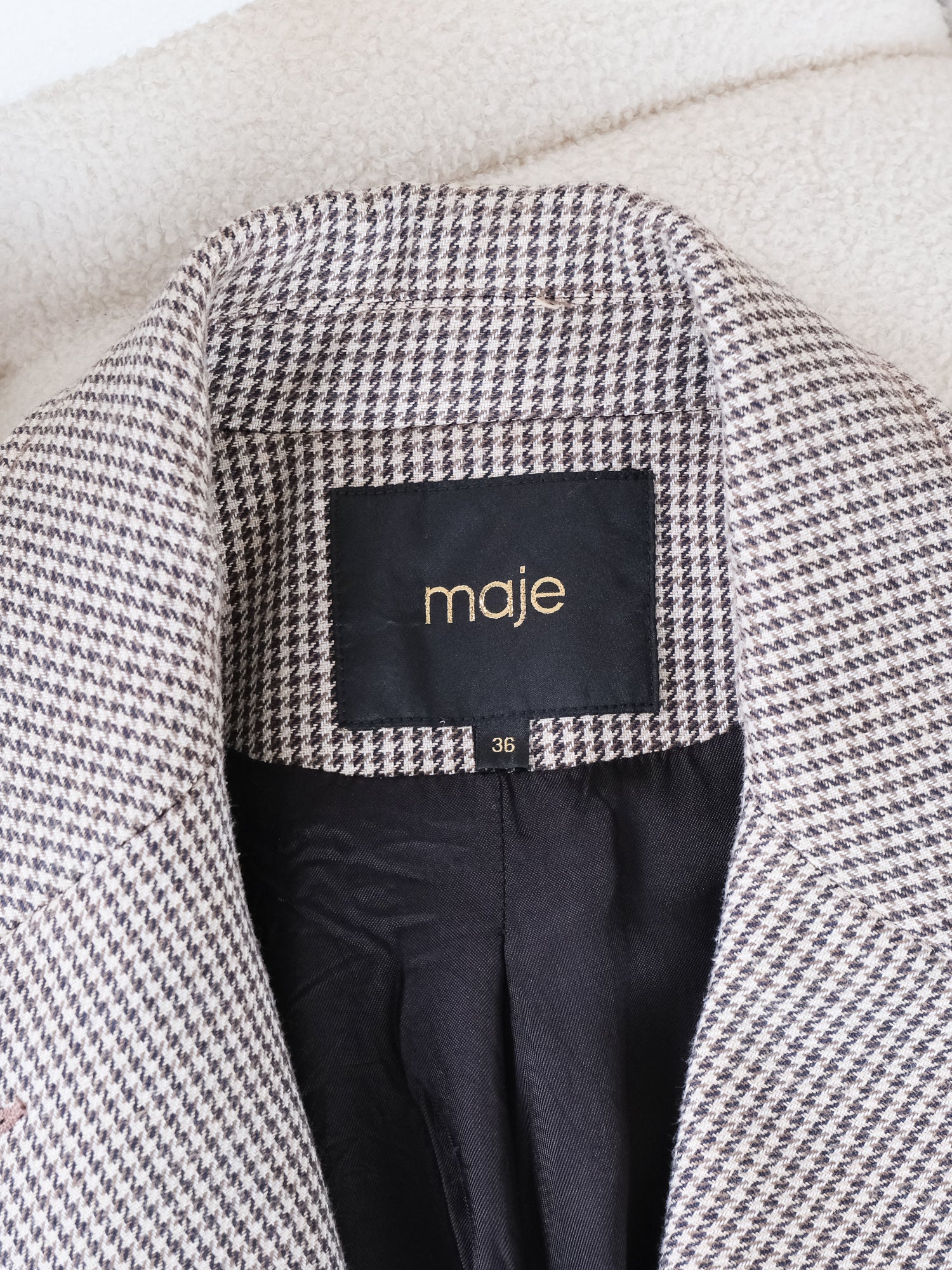 'Goldi' Double-breasted Houndstooth Blazer, Size AU 8