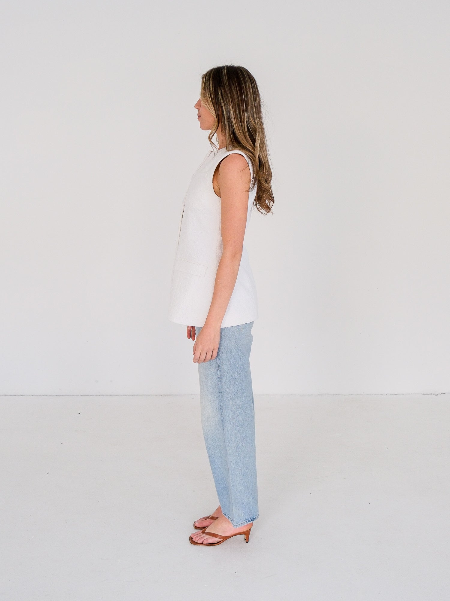 'Bailey' Boucle Tailored Vest Top, Size AU 8