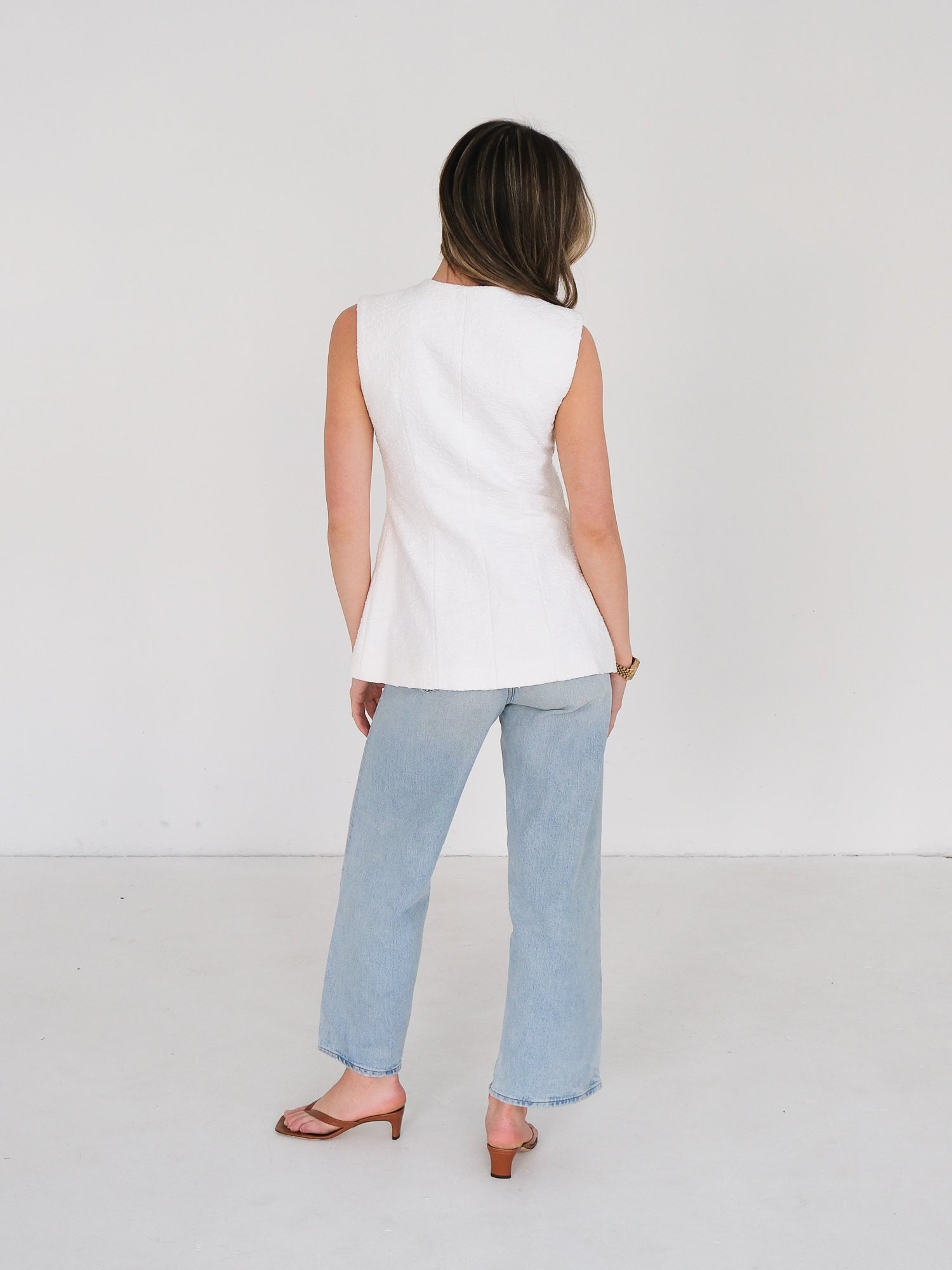 'Bailey' Boucle Tailored Vest Top, Size AU 8