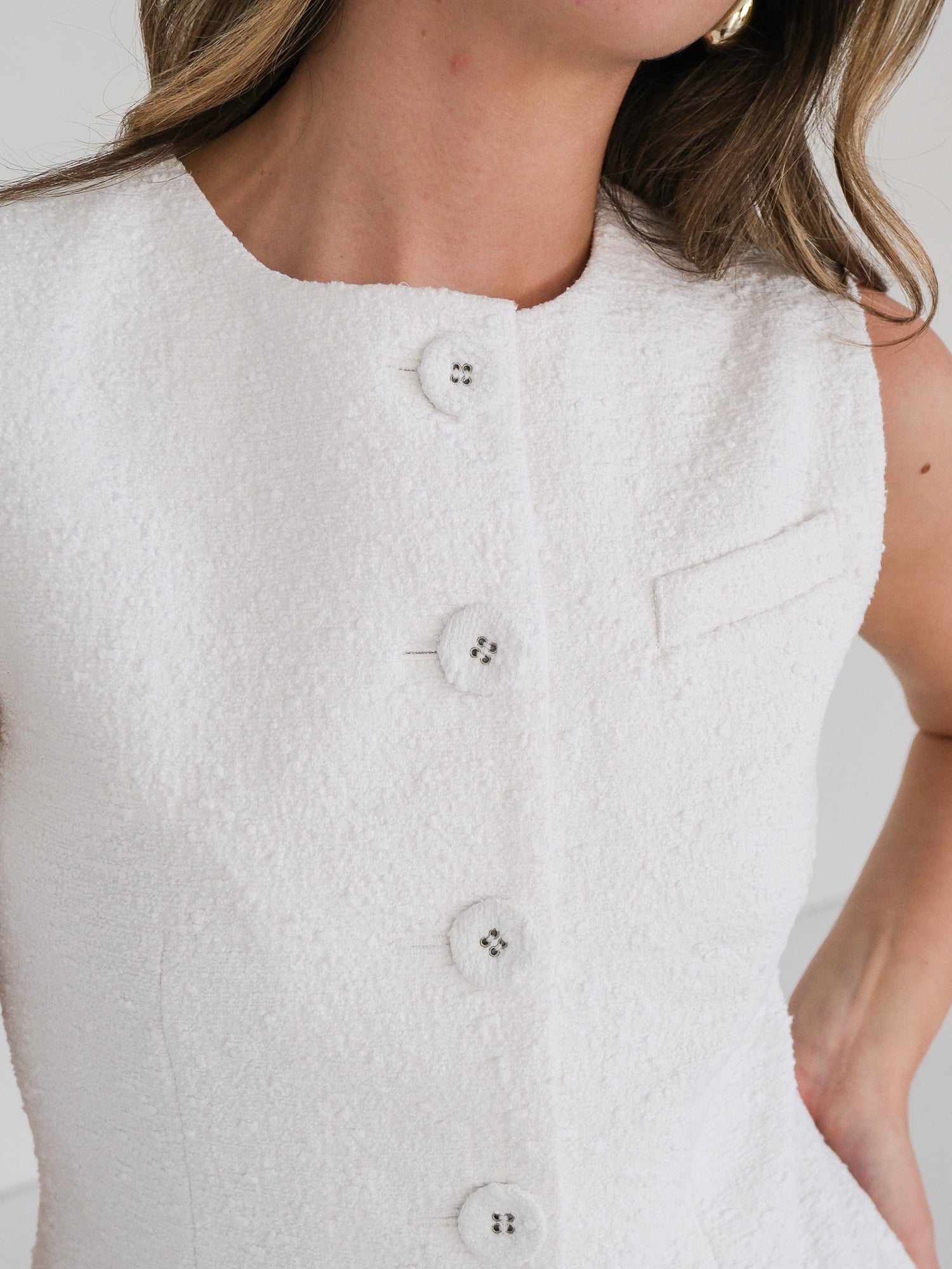 'Bailey' Boucle Tailored Vest Top, Size AU 8