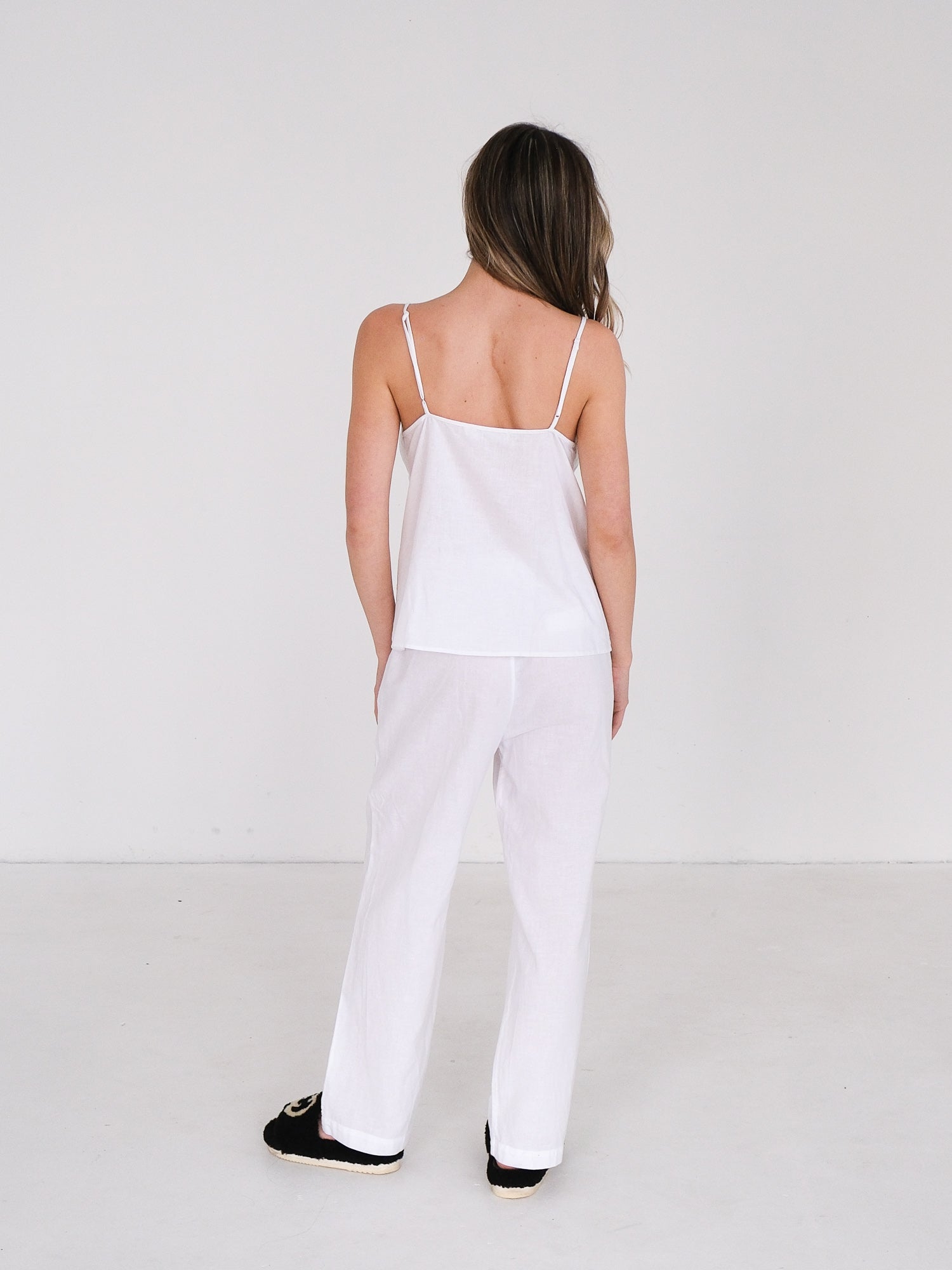 Cotton-Linen Wide Leg Pants, Size XS